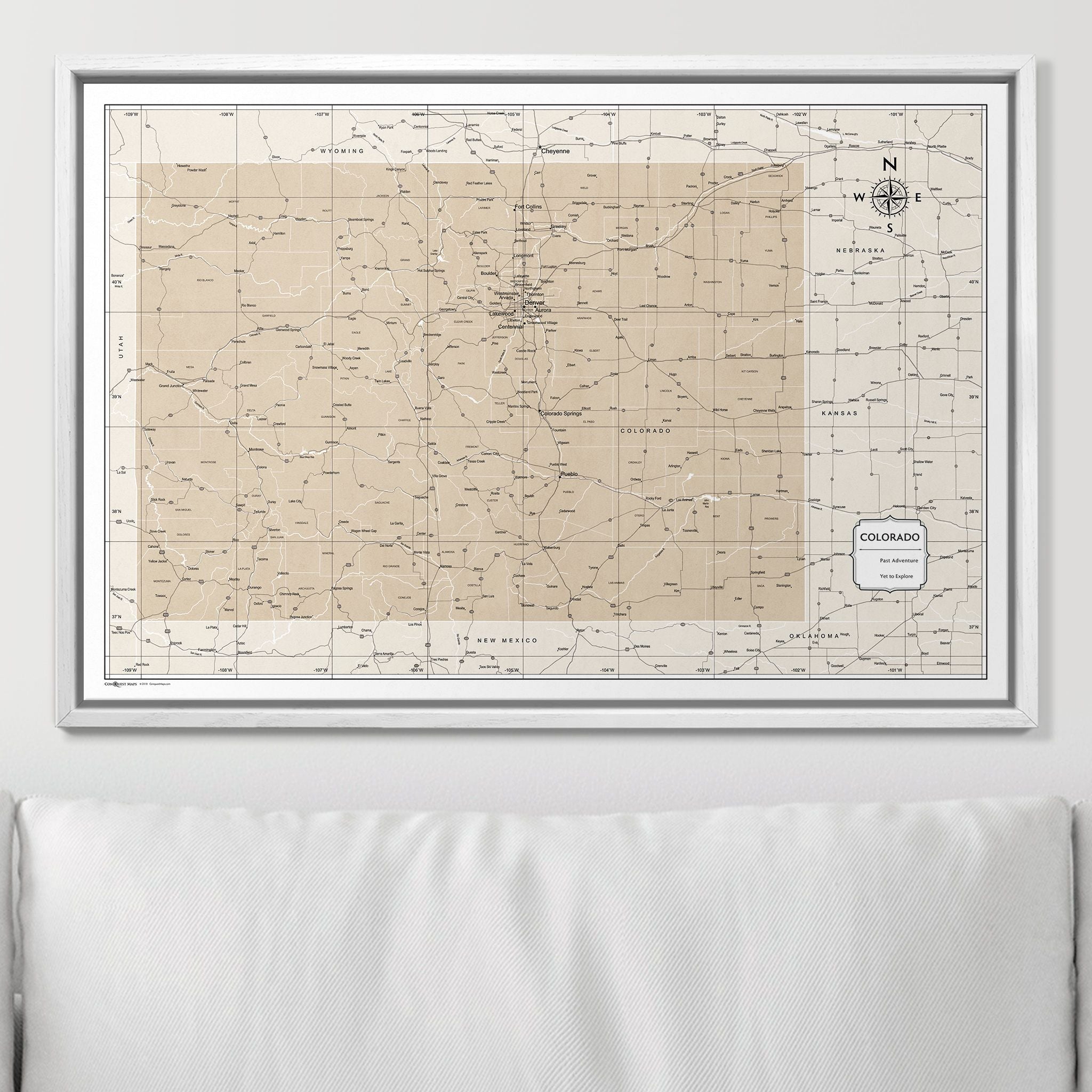 Push Pin Colorado Map (Pin Board) - Light Brown Color Splash CM Pin Board