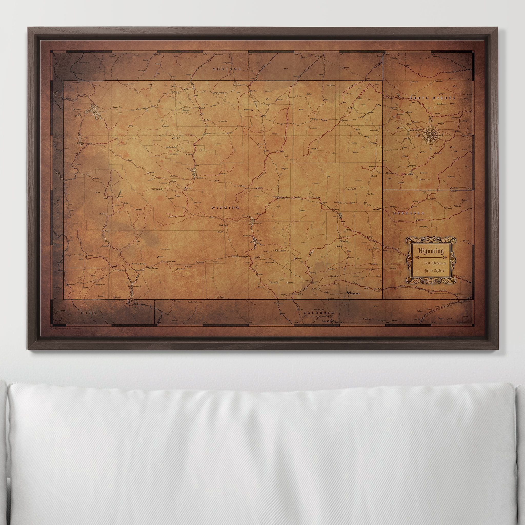 Push Pin Wyoming Map (Pin Board) - Golden Aged CM Pin Board