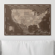 Push Pin USA Map (Pin Board) - Deep Espresso CM Pin Board