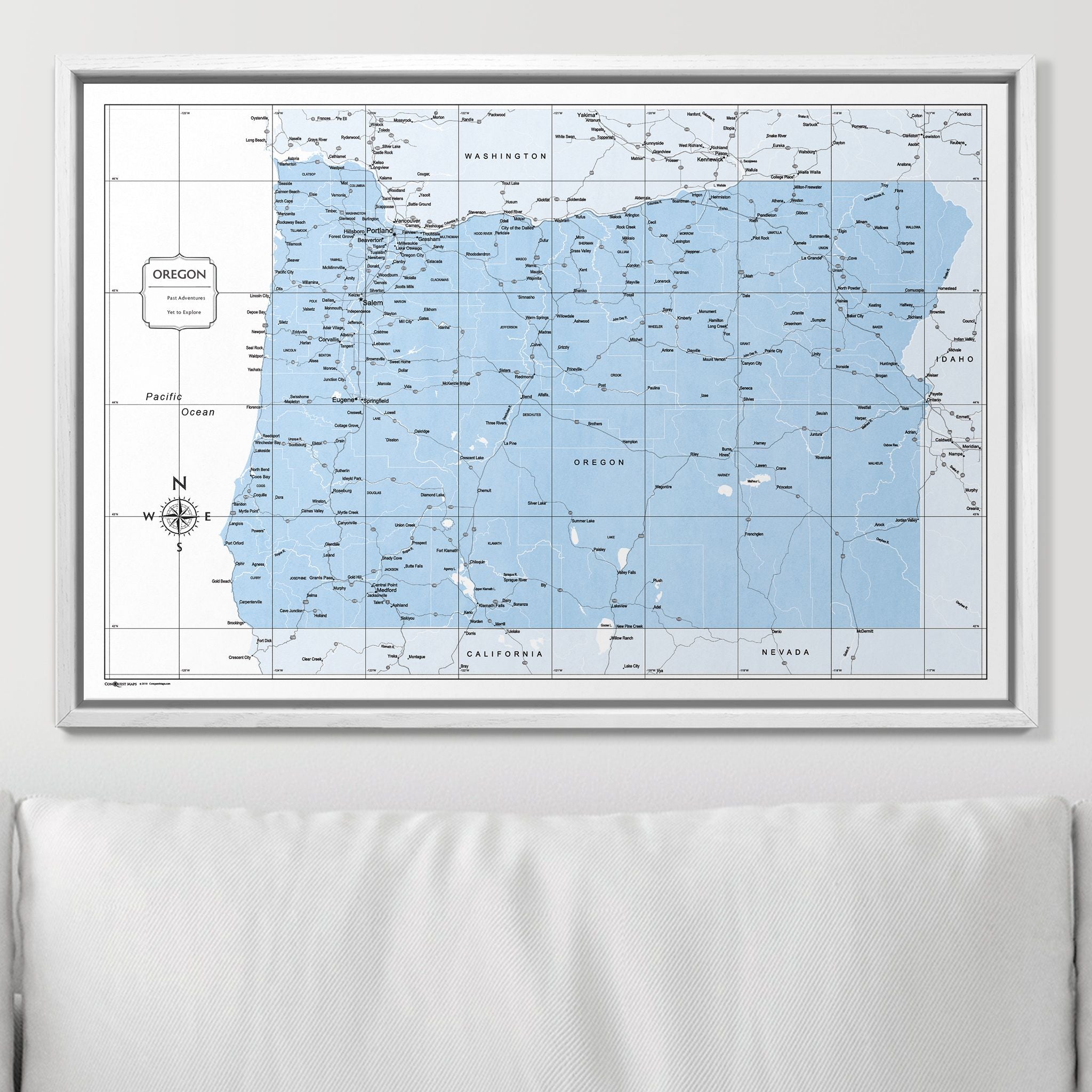 Push Pin Oregon Map (Pin Board) - Light Blue Color Splash CM Pin Board