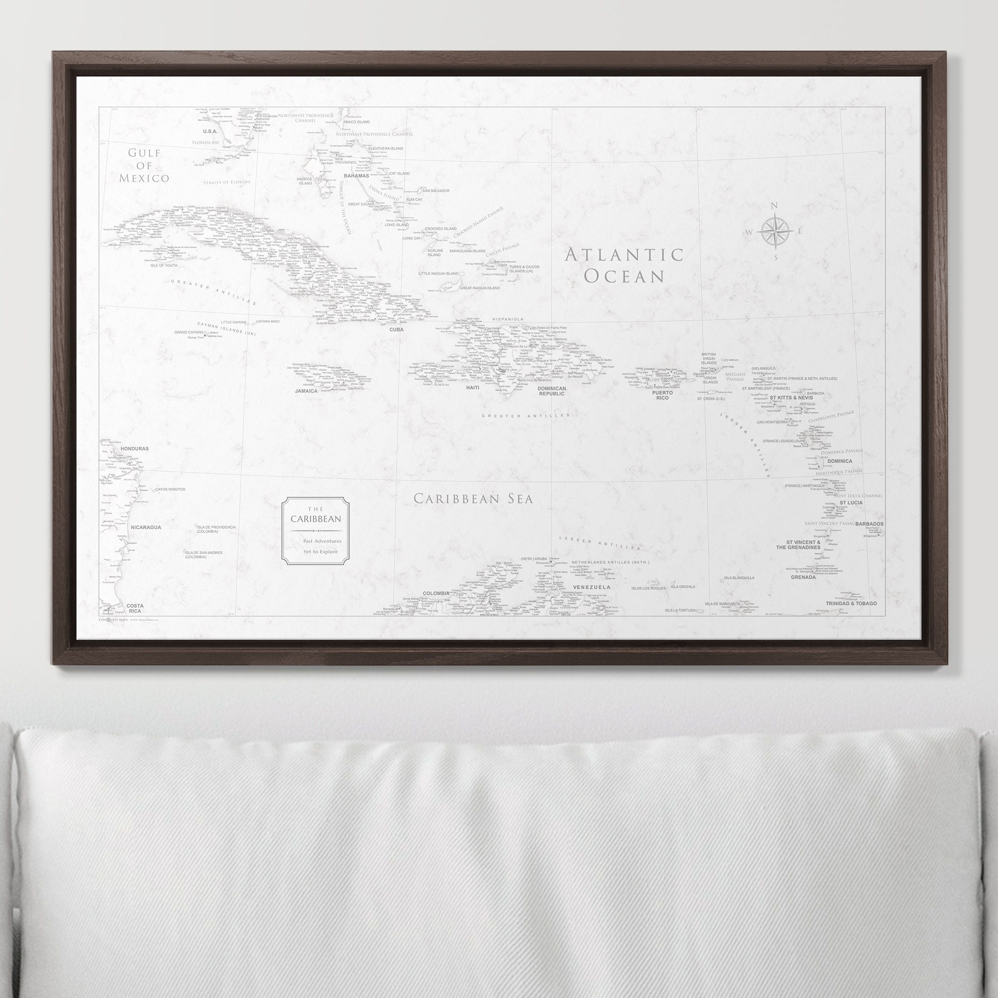 Push Pin Caribbean Map (Pin Board) - Classic Marble CM Pin Board