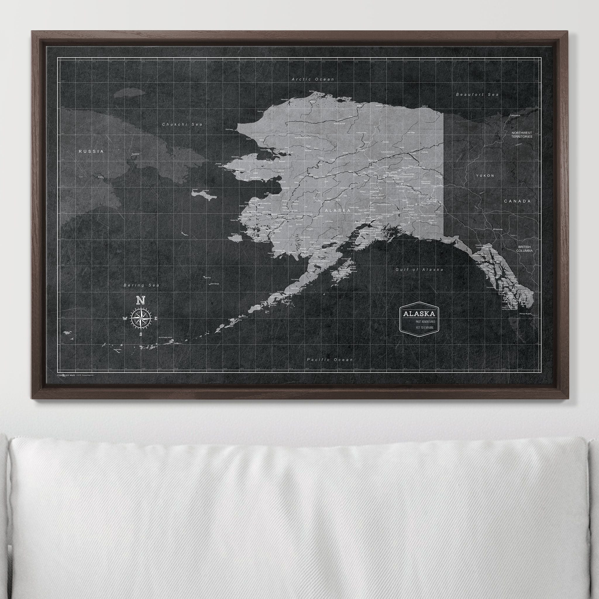 Push Pin Alaska Map (Pin Board) - Modern Slate CM Pin Board