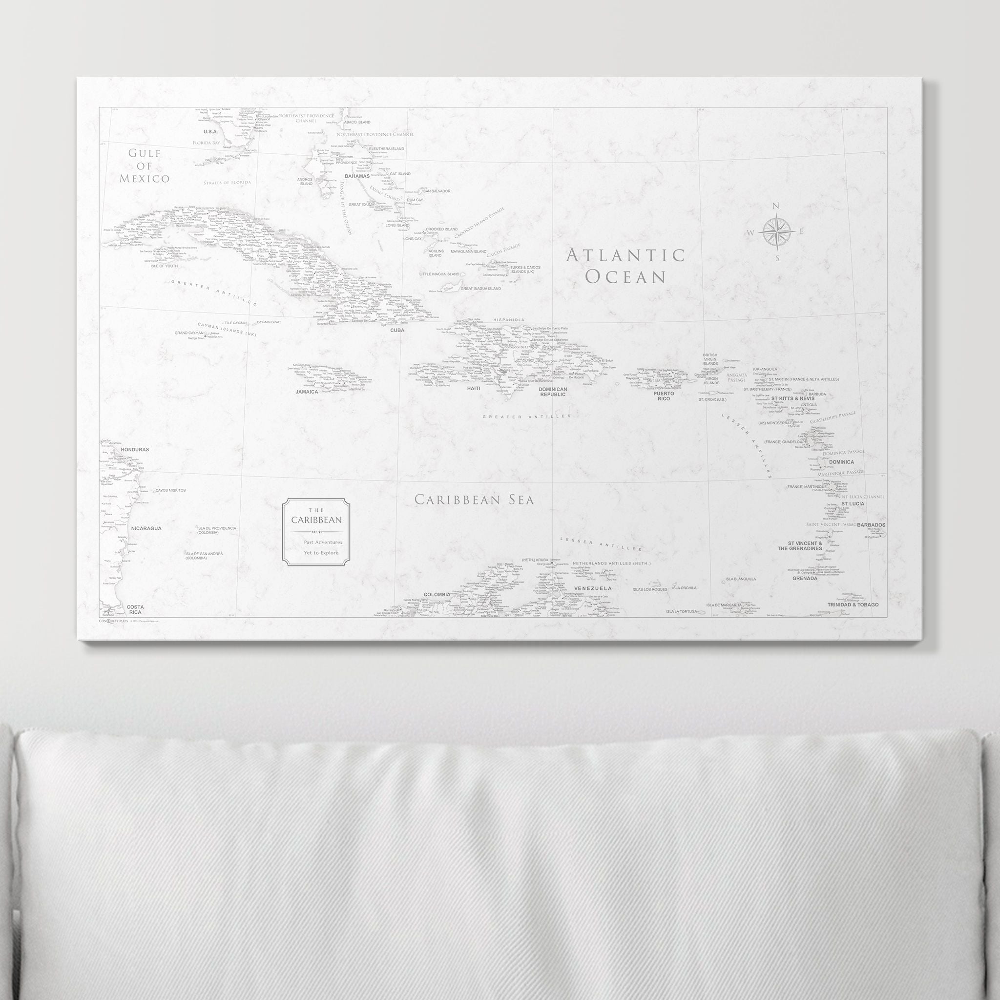 Push Pin Caribbean Map (Pin Board) - Classic Marble CM Pin Board