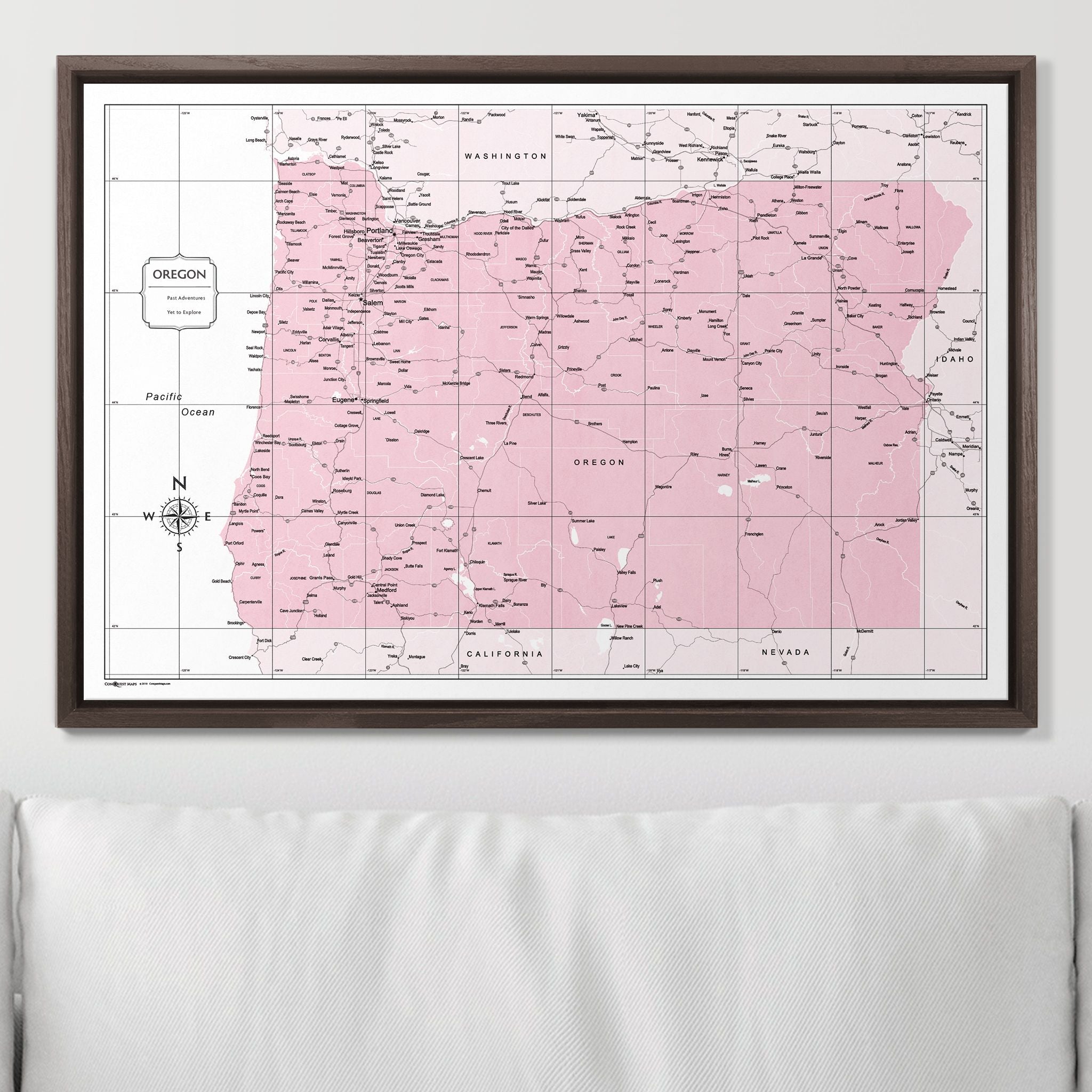Push Pin Oregon Map (Pin Board) - Pink Color Splash CM Pin Board