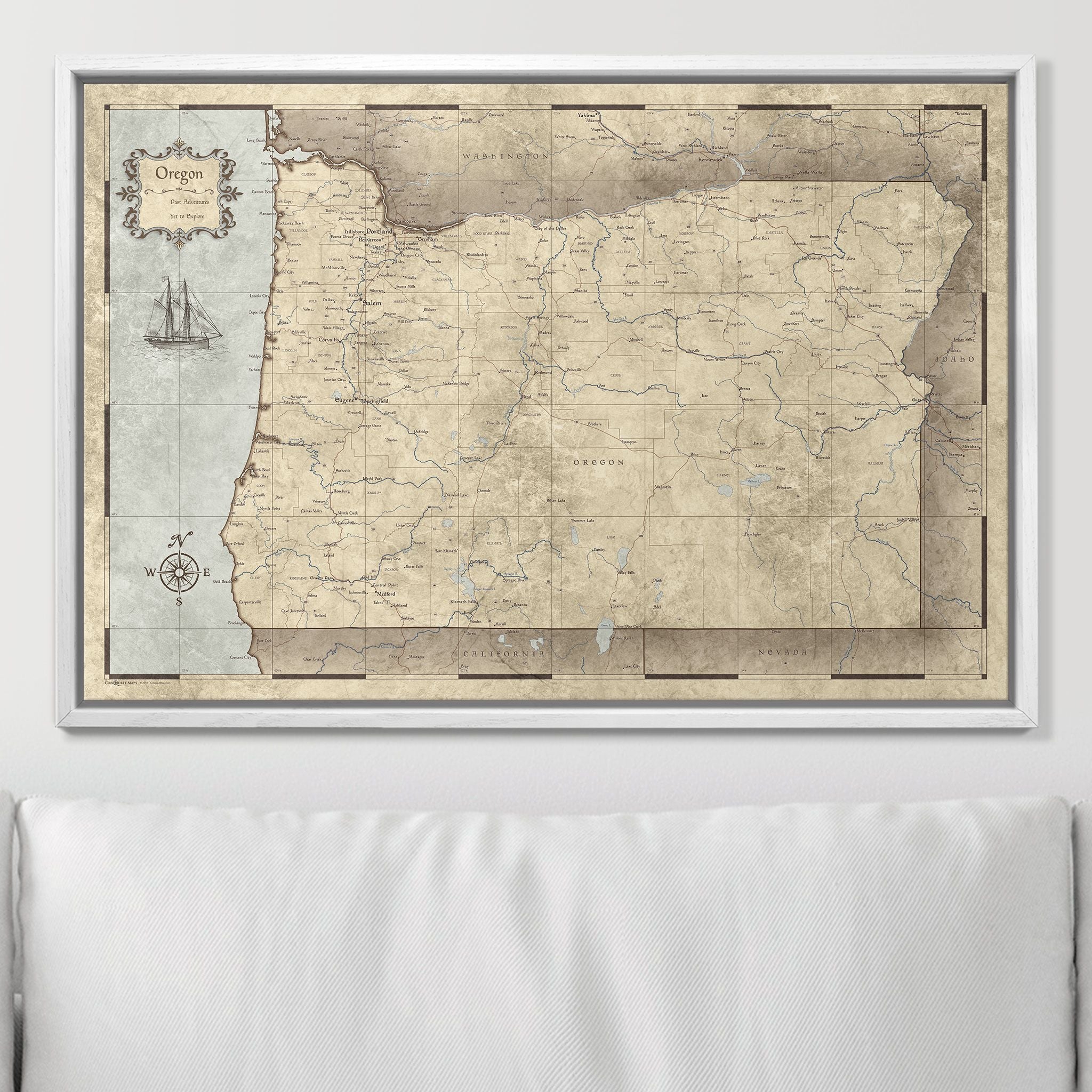 Push Pin Oregon Map (Pin Board) - Rustic Vintage CM Pin Board