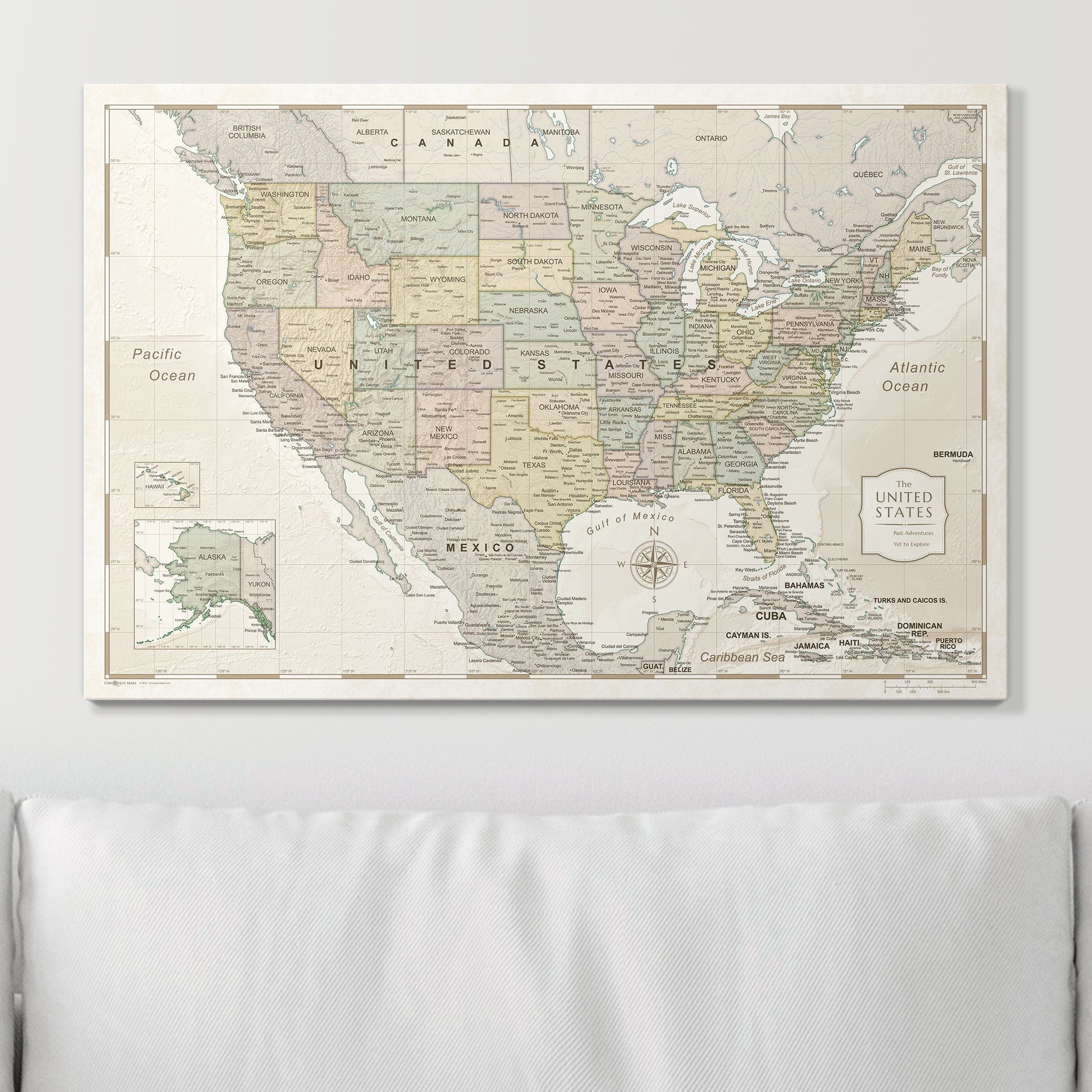 Push Pin USA Map (Pin Board) - Desert Sunrise - Overstock Sale CM Pin Board