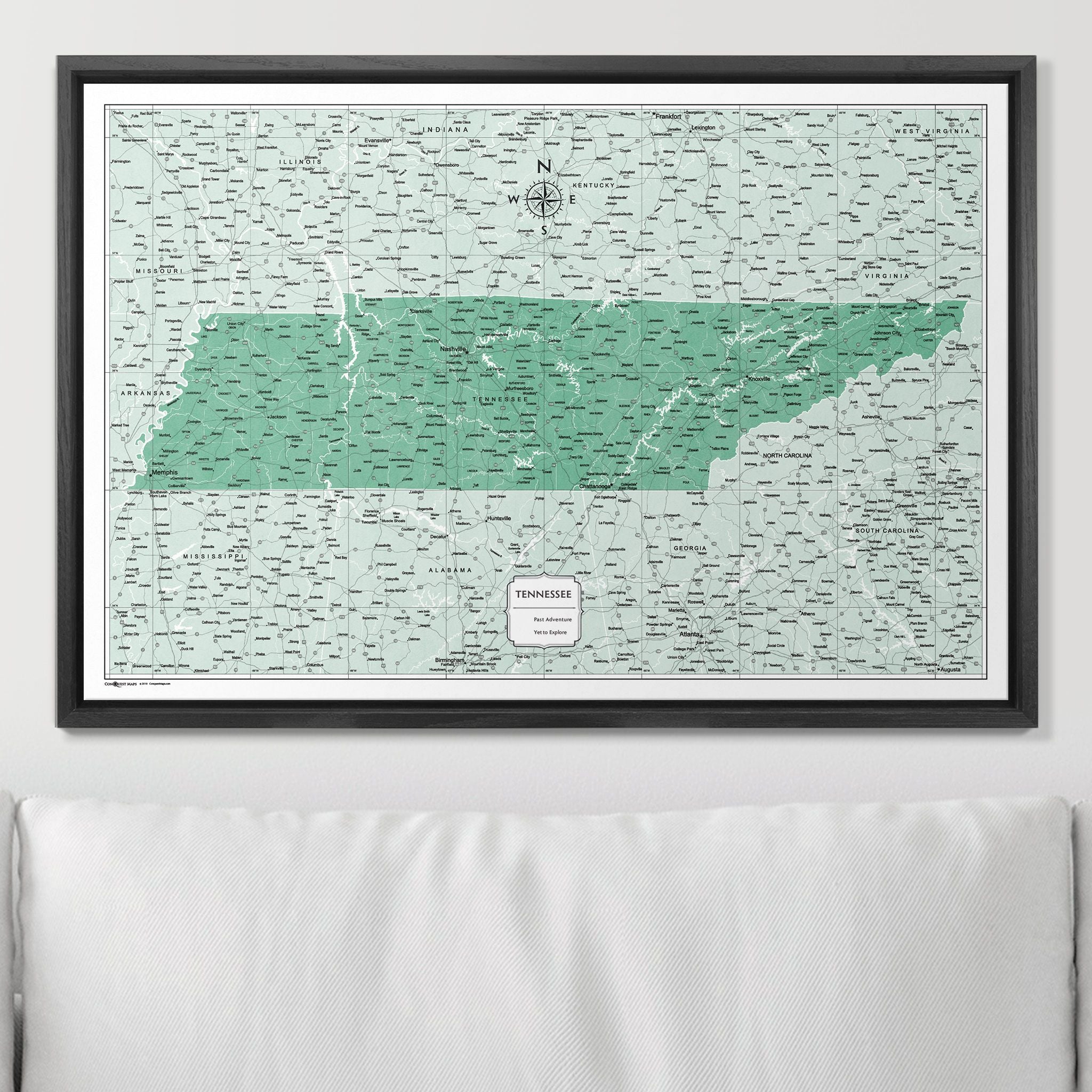 Push Pin Tennessee Map (Pin Board) - Green Color Splash CM Pin Board