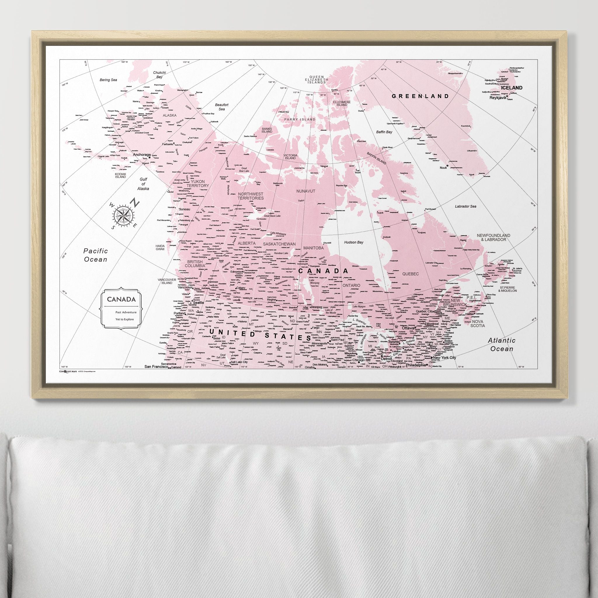 Push Pin Canada Map (Pin Board) - Pink Color Splash CM Pin Board