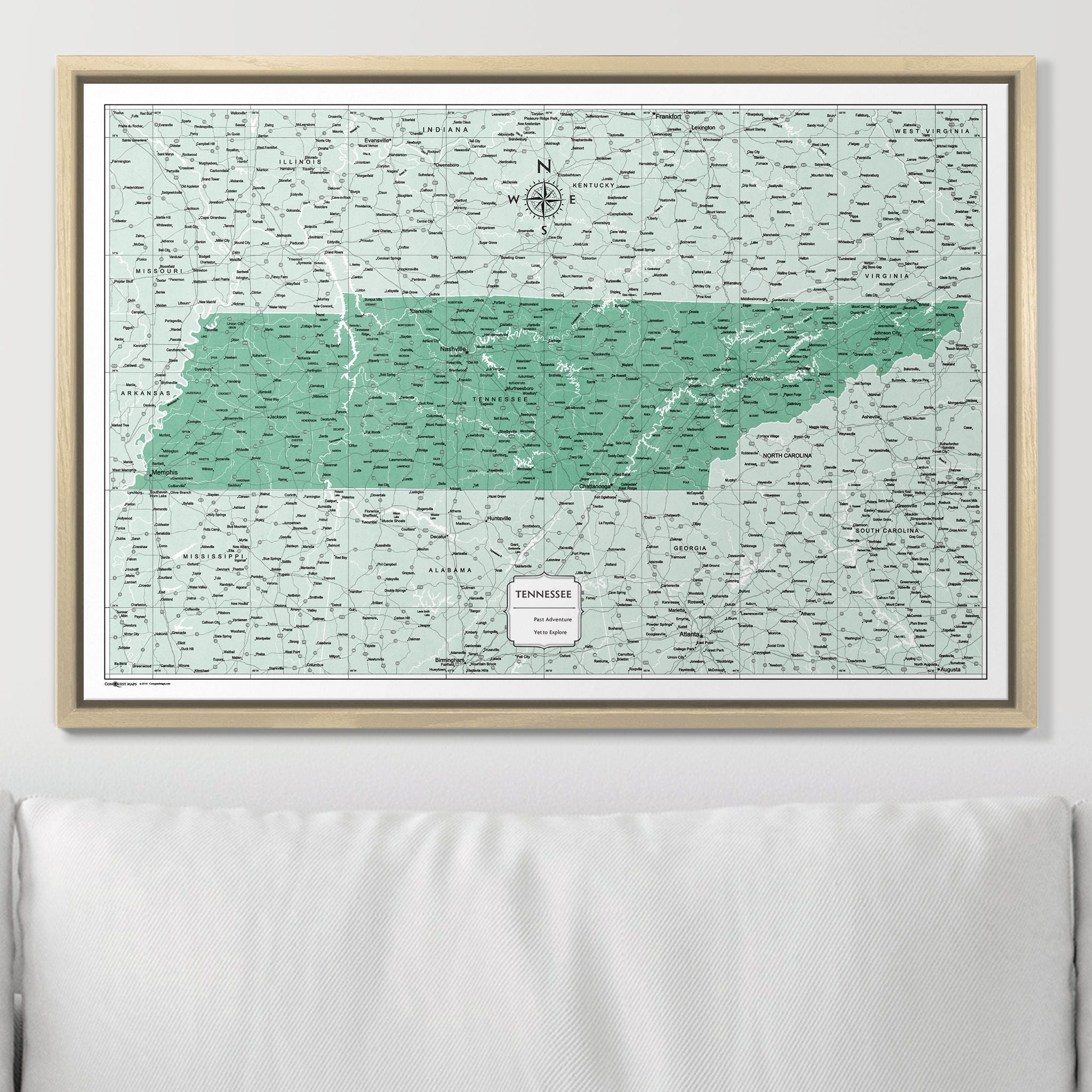 Push Pin Tennessee Map (Pin Board) - Green Color Splash CM Pin Board