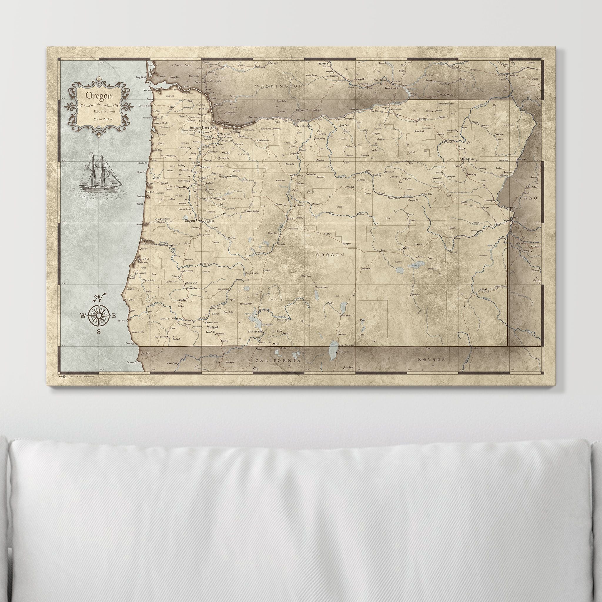 Push Pin Oregon Map (Pin Board) - Rustic Vintage CM Pin Board