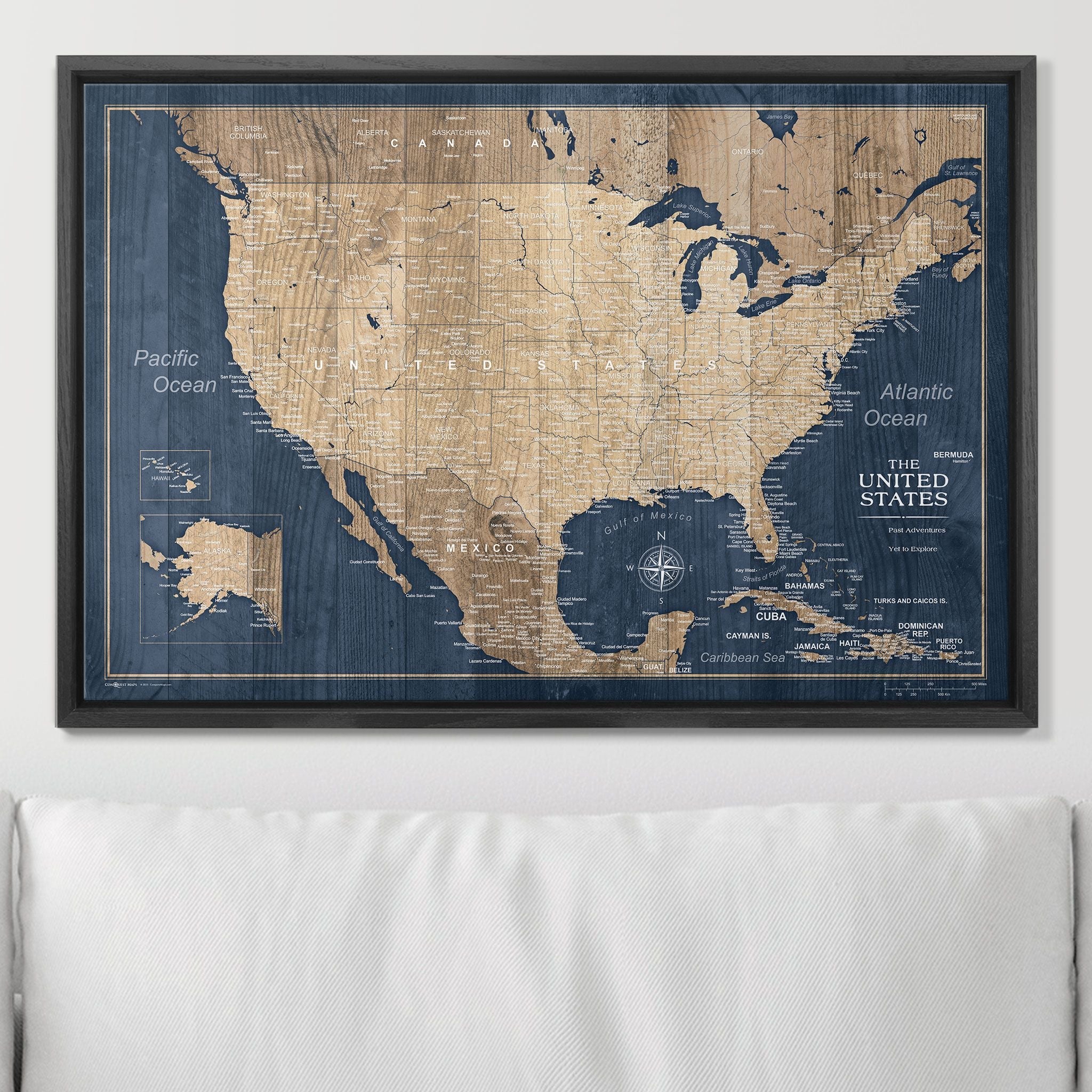Push Pin USA Map (Pin Board) - Deep-Sea Drift - Overstock Sale! CM Pin Board