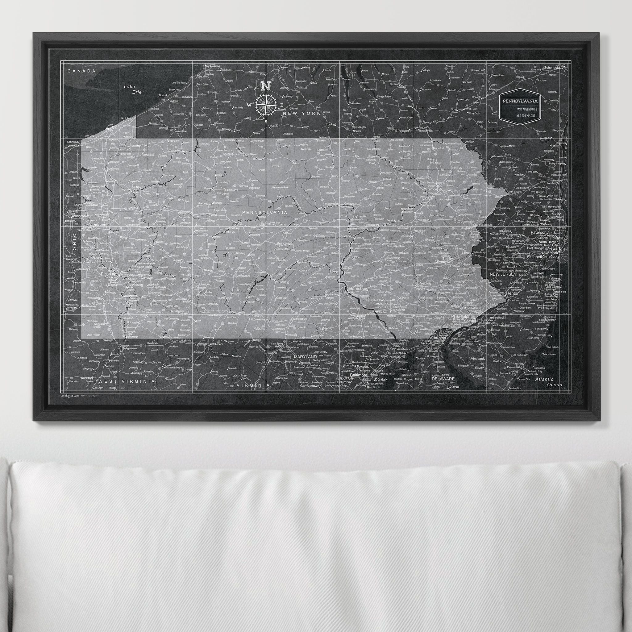 Push Pin Pennsylvania Map (Pin Board) - Modern Slate CM Pin Board