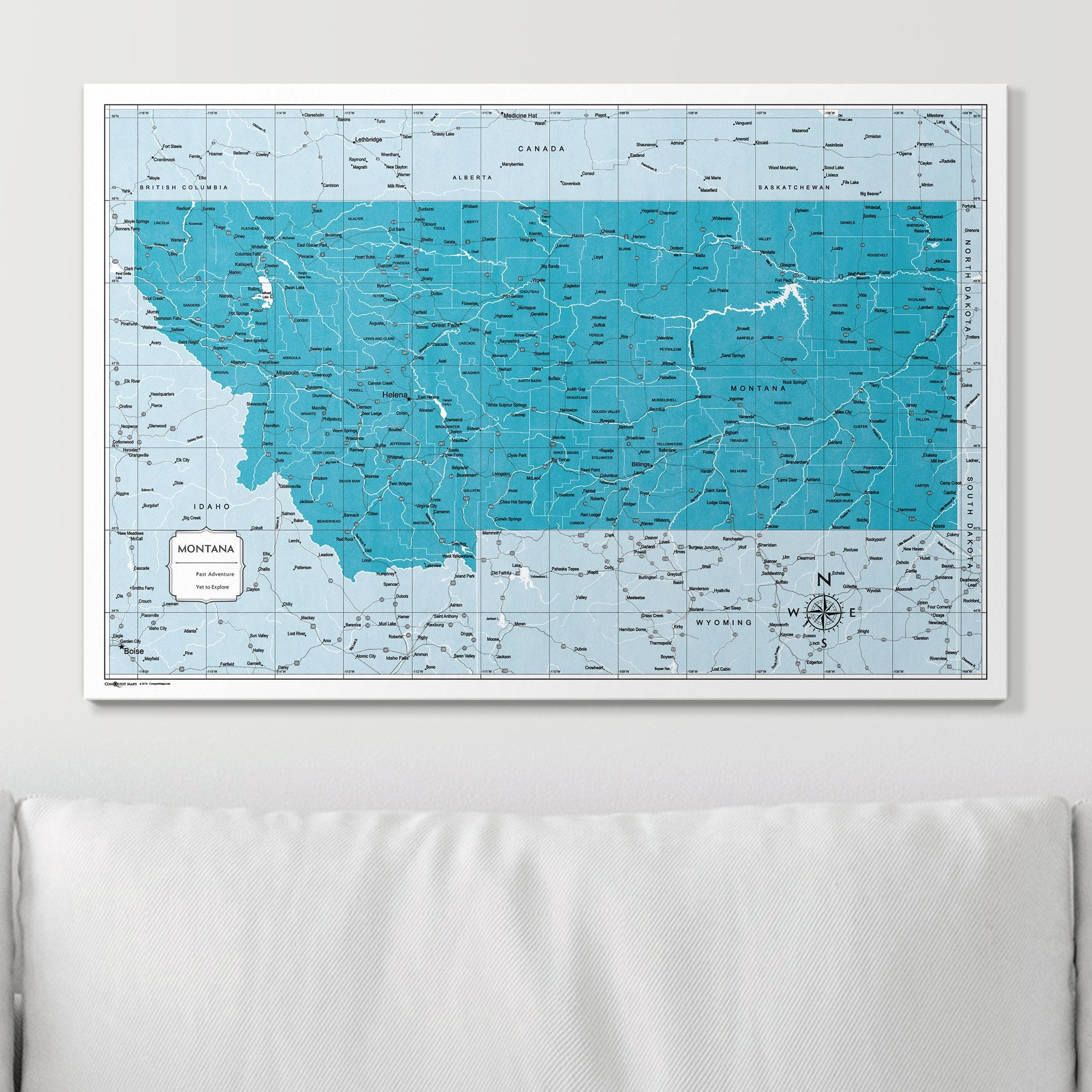 Push Pin Montana Map (Pin Board) - Teal Color Splash CM Pin Board