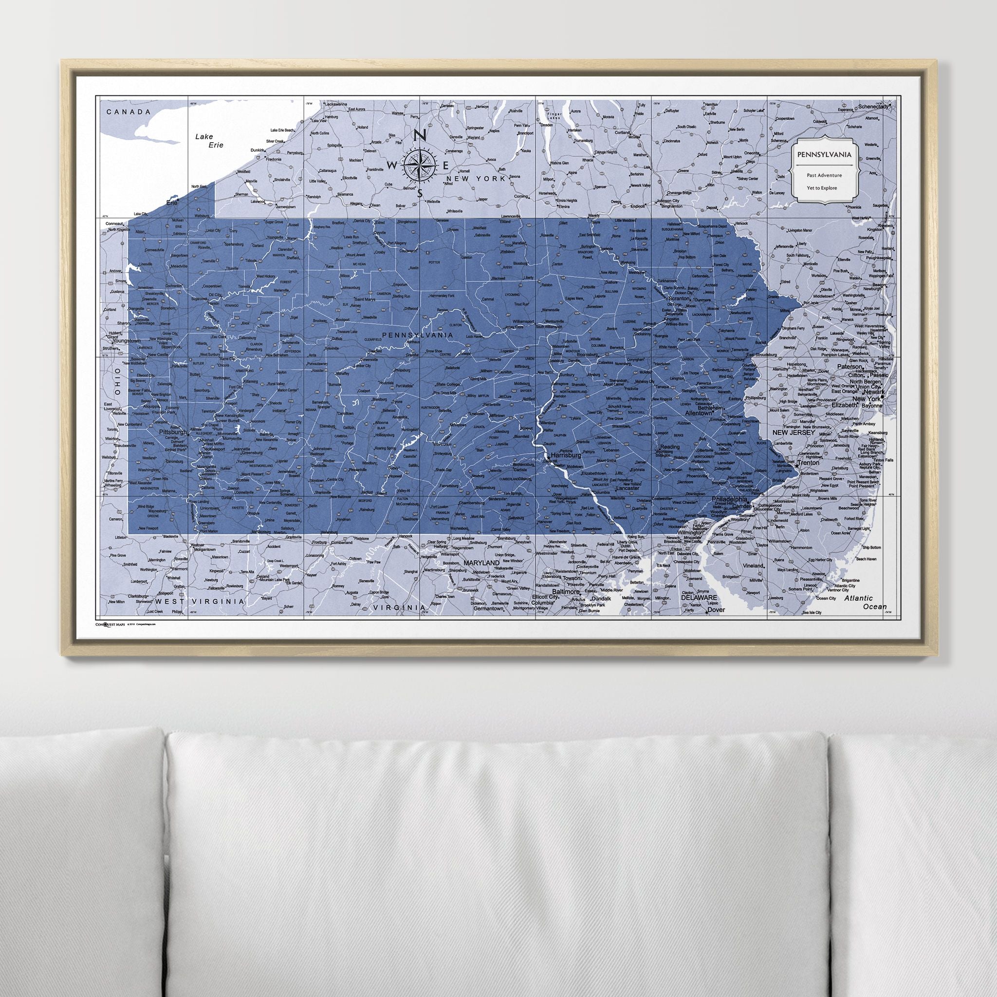 Push Pin Pennsylvania Map (Pin Board) - Navy Color Splash CM Pin Board