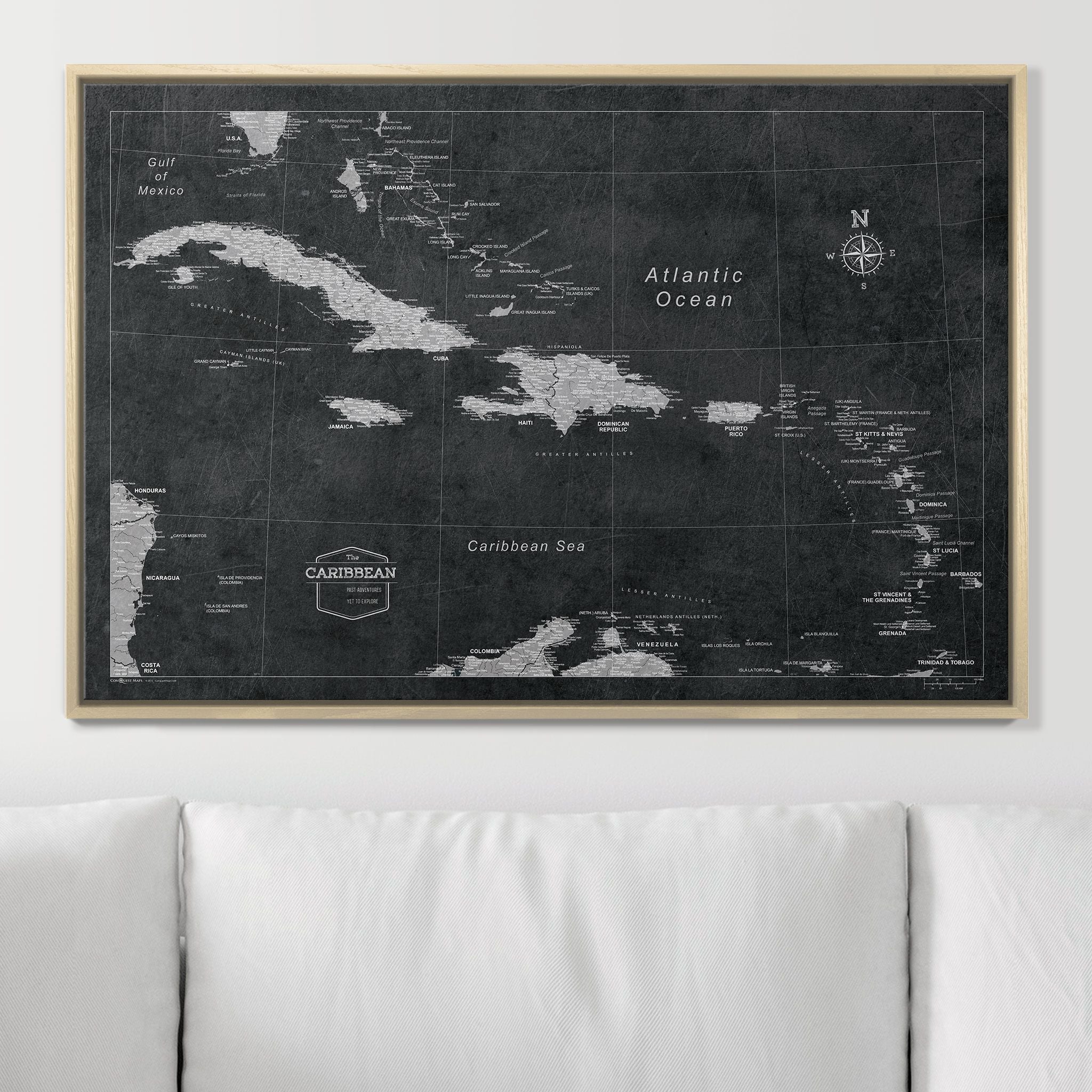 Push Pin Caribbean Map (Pin Board) - Desert Sunrise CM Pin Board