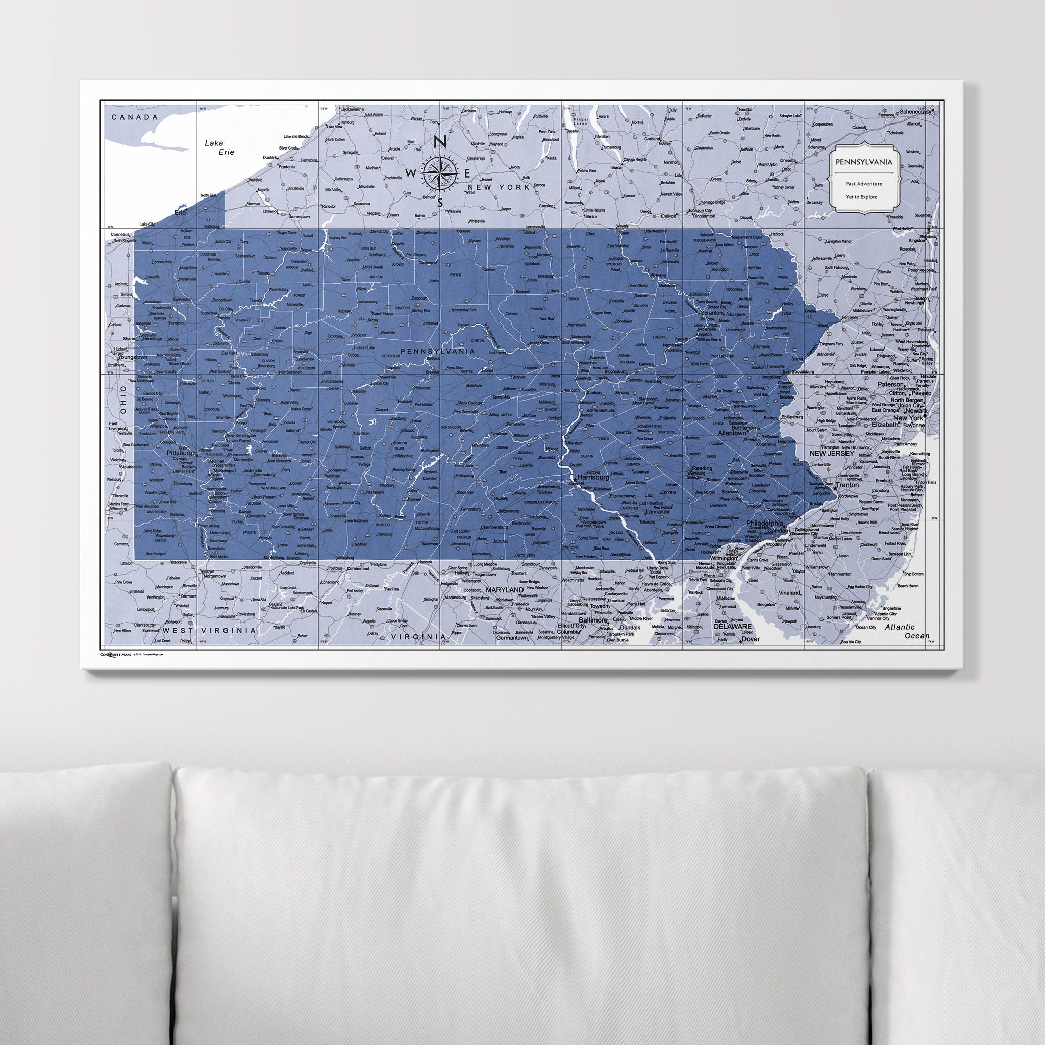 Push Pin Pennsylvania Map (Pin Board) - Navy Color Splash CM Pin Board