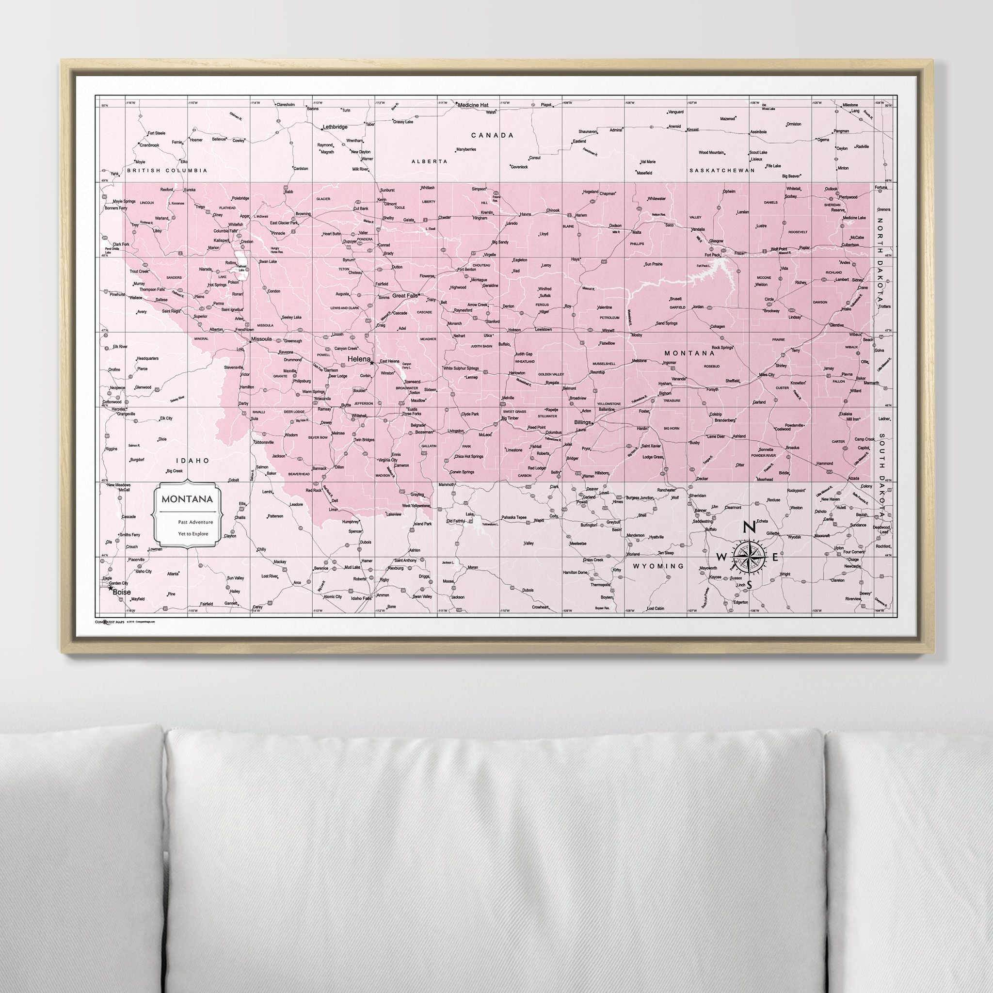 Push Pin Montana Map (Pin Board) - Pink Color Splash CM Pin Board