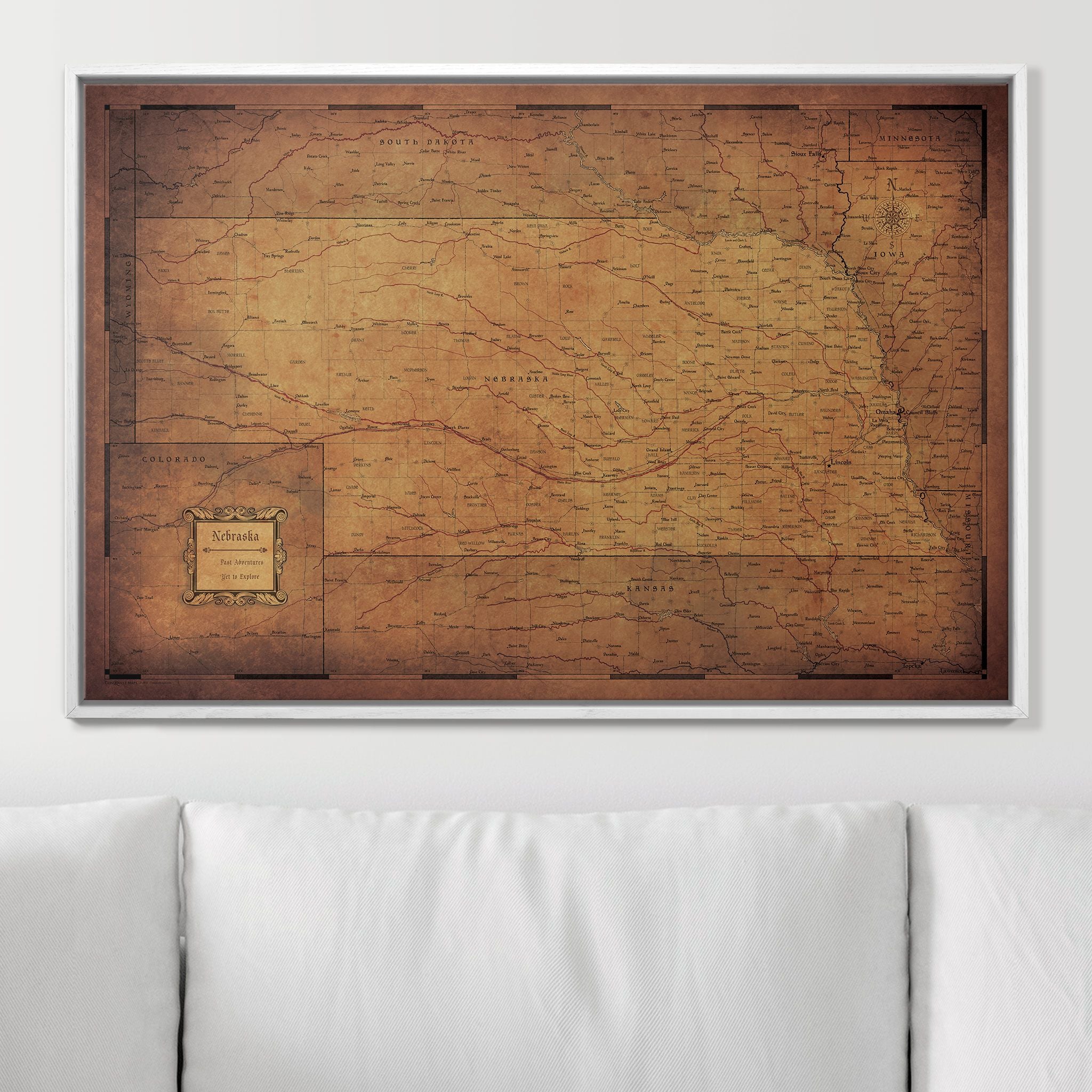 Push Pin Nebraska Map (Pin Board) - Golden Aged CM Pin Board