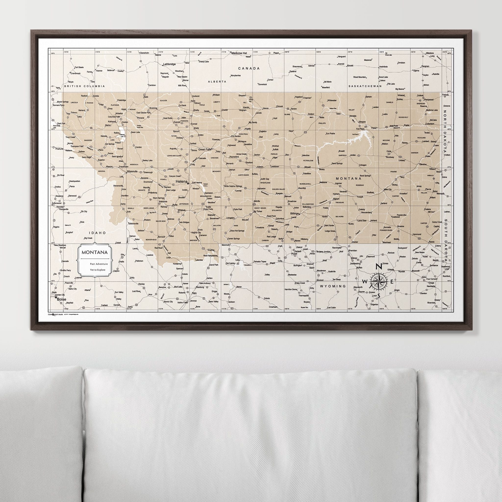 Push Pin Montana Map (Pin Board) - Light Brown Color Splash CM Pin Board