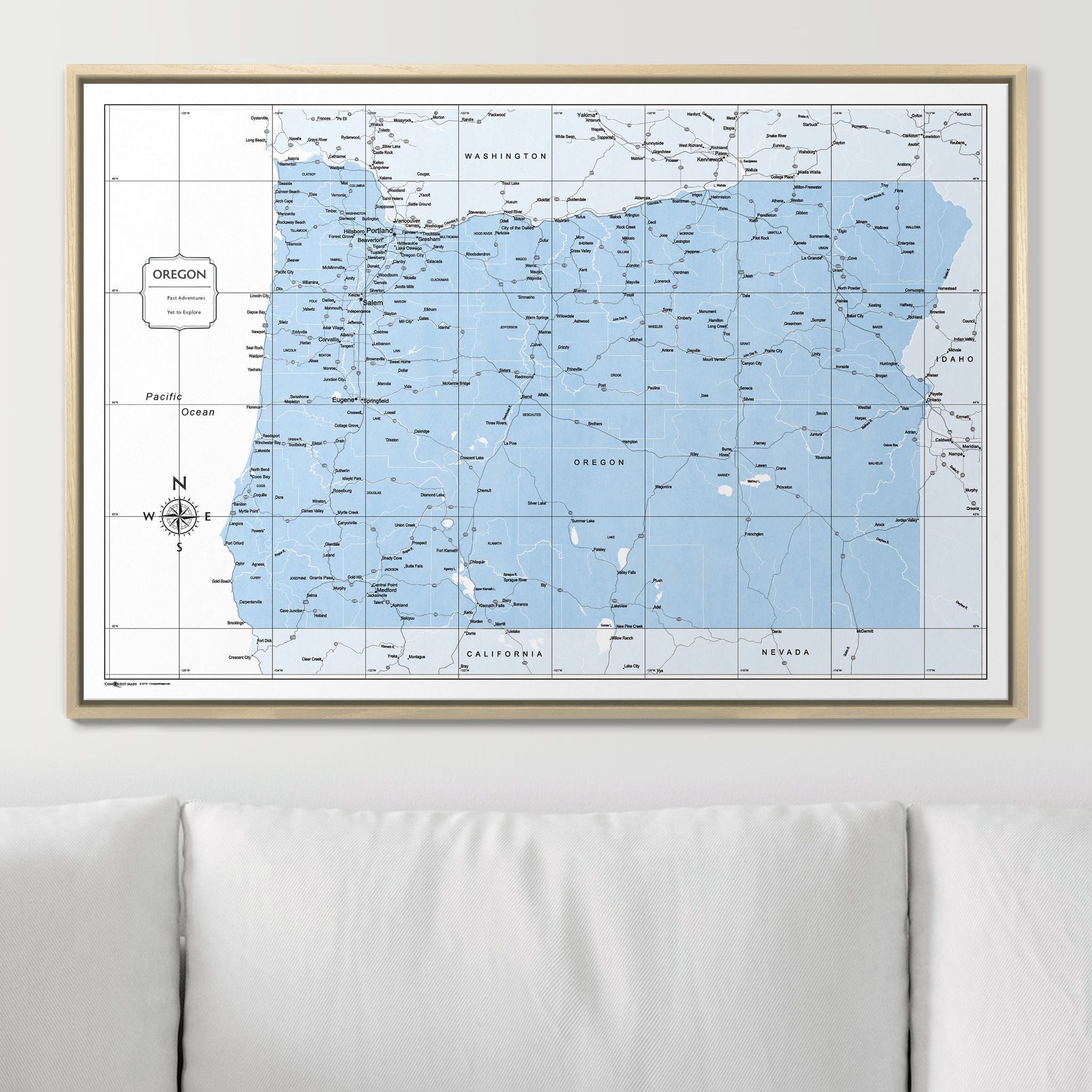 Push Pin Oregon Map (Pin Board) - Light Blue Color Splash CM Pin Board