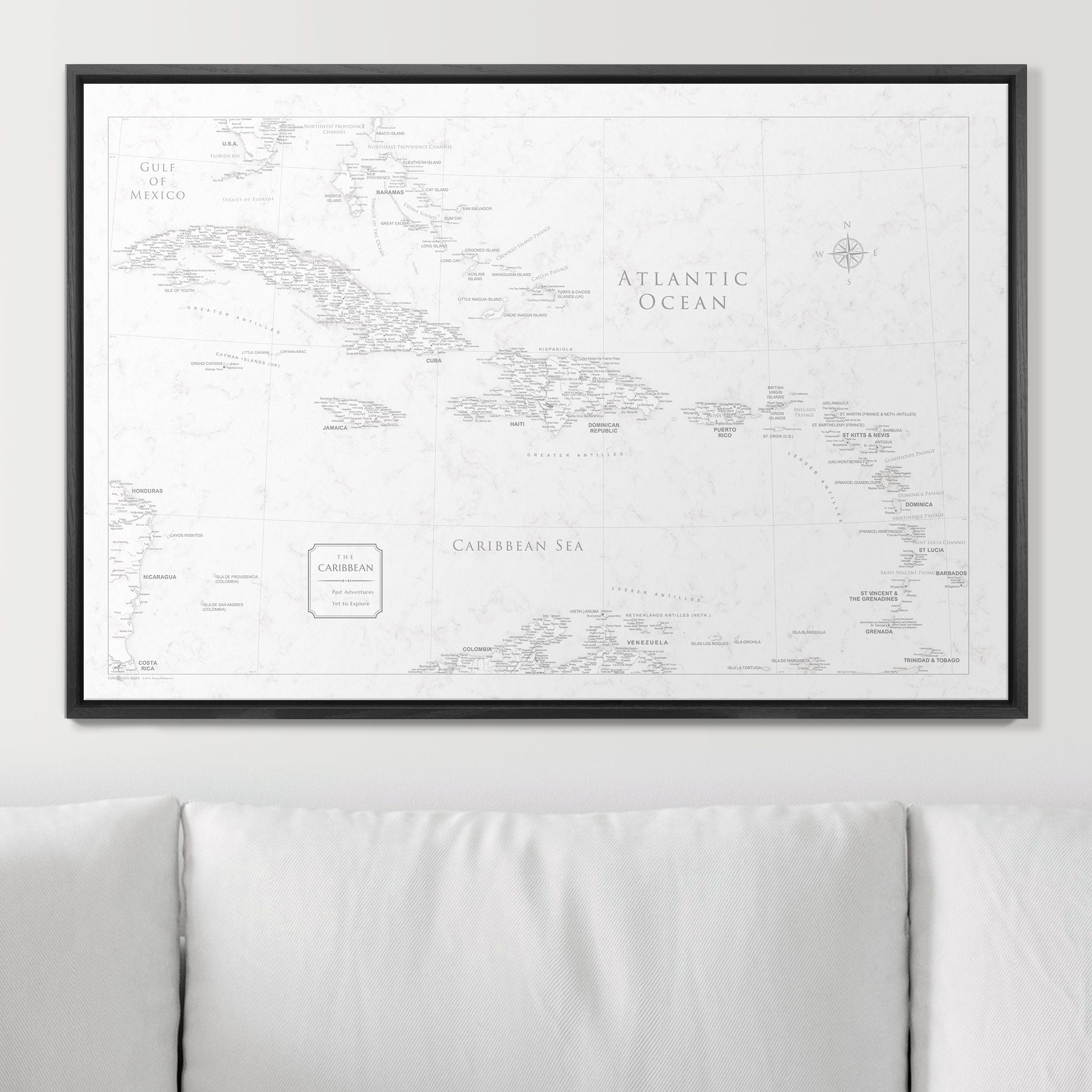 Push Pin Caribbean Map (Pin Board) - Classic Marble CM Pin Board