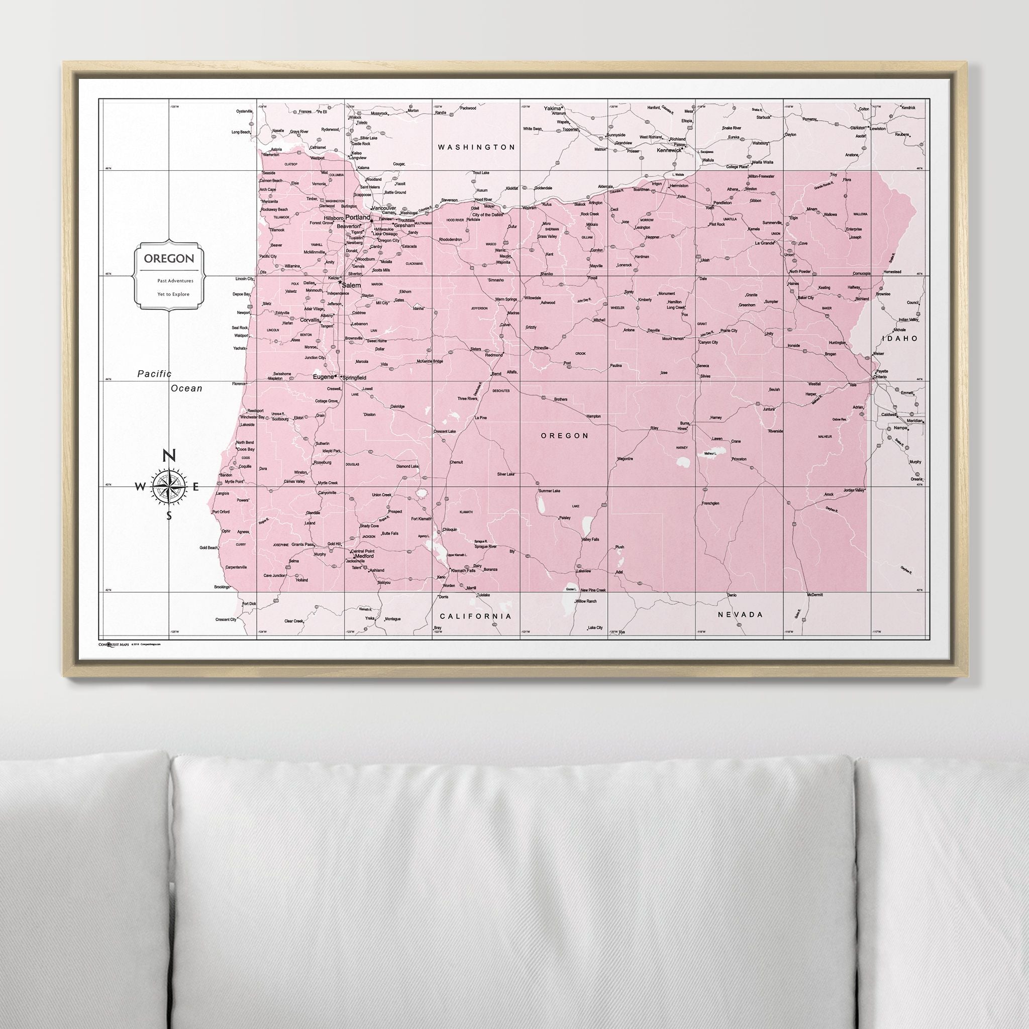 Push Pin Oregon Map (Pin Board) - Pink Color Splash CM Pin Board