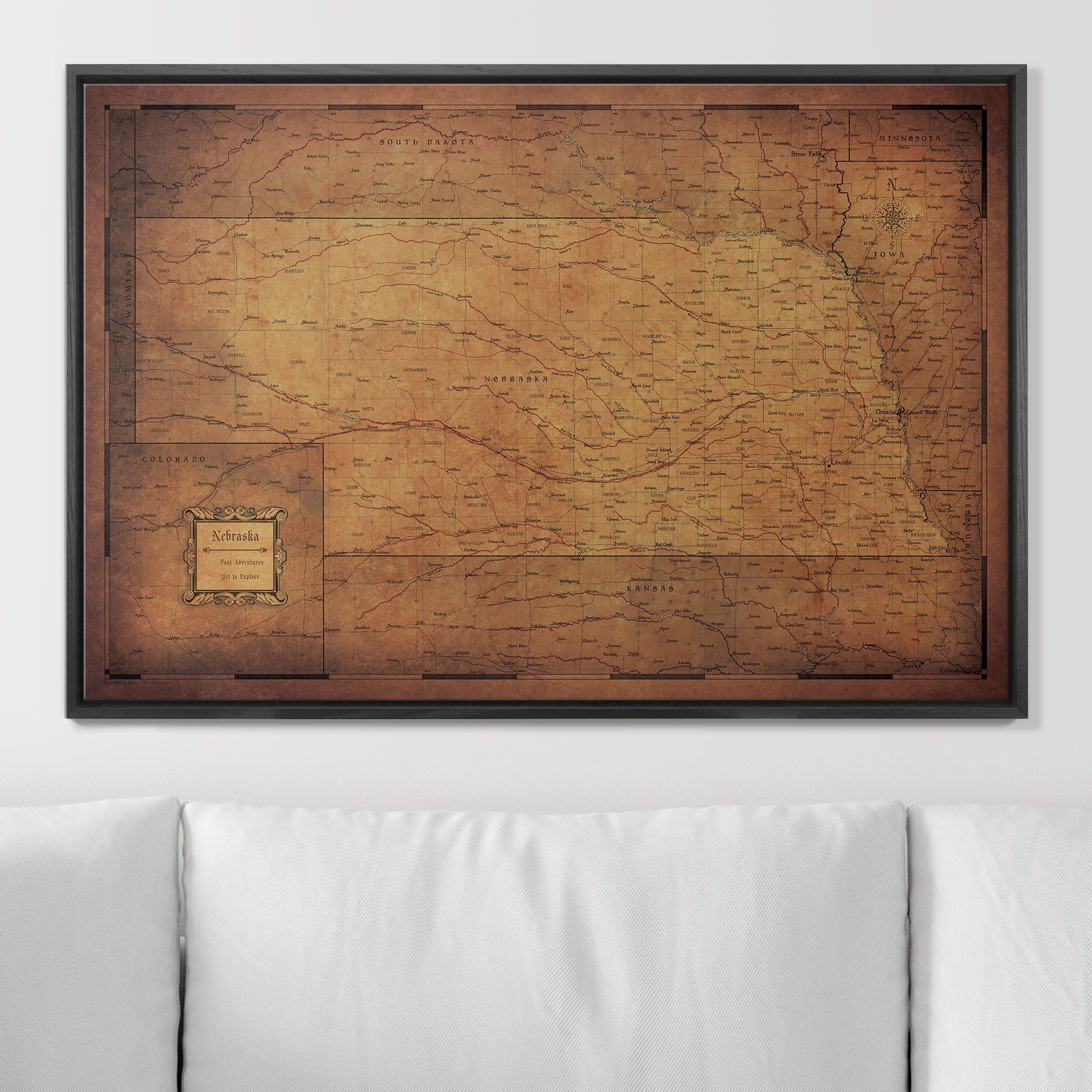 Push Pin Nebraska Map (Pin Board) - Golden Aged CM Pin Board
