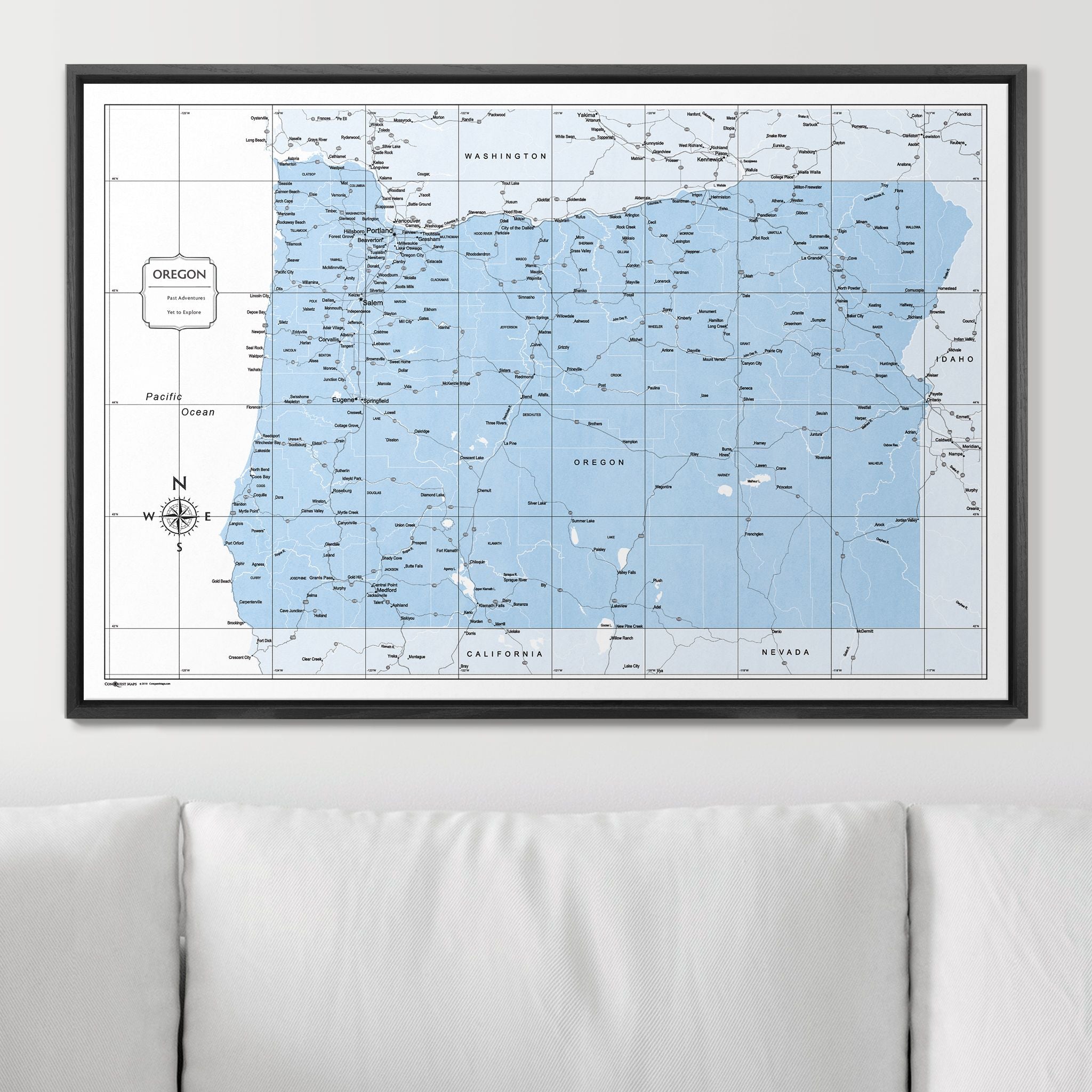 Push Pin Oregon Map (Pin Board) - Light Blue Color Splash CM Pin Board
