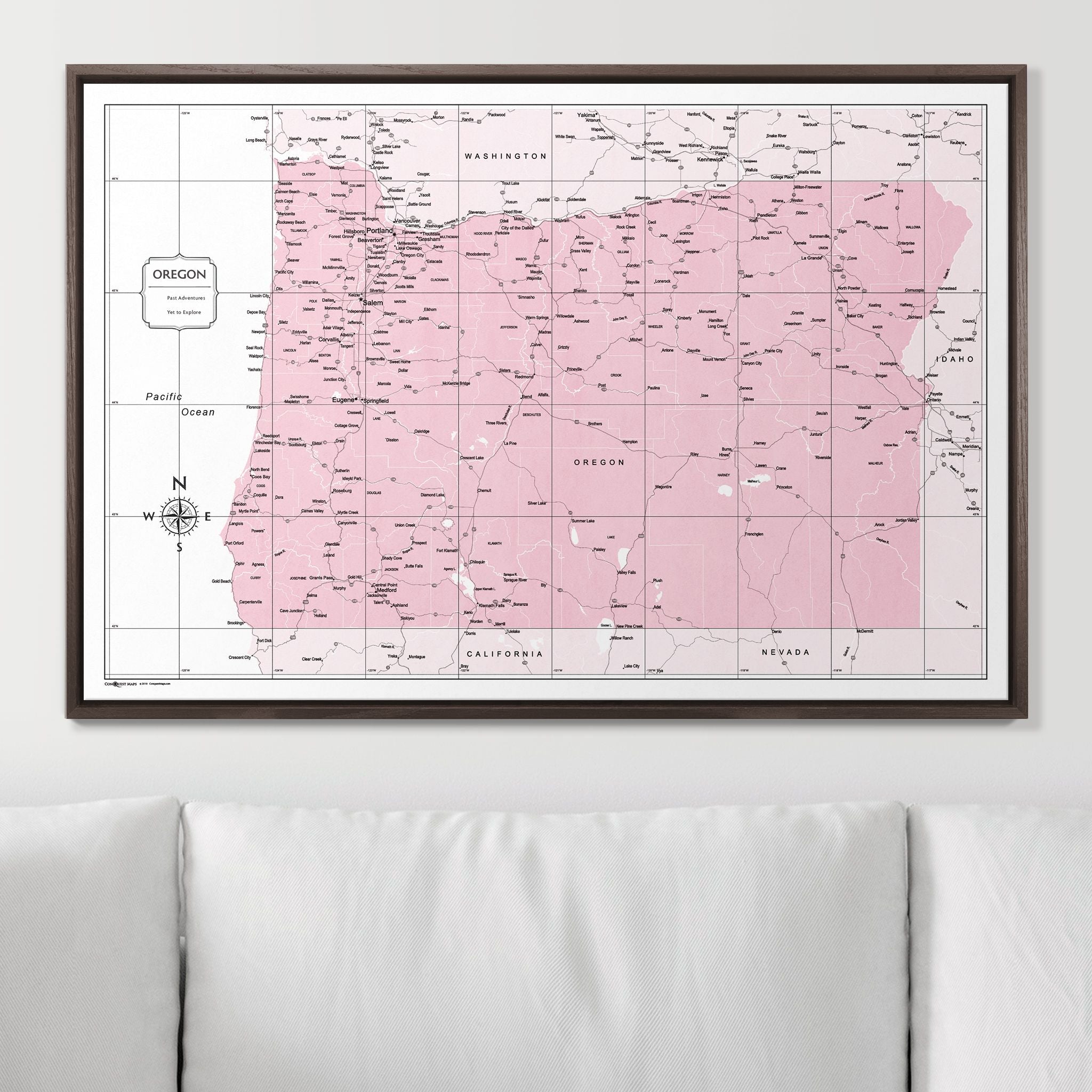 Push Pin Oregon Map (Pin Board) - Pink Color Splash CM Pin Board