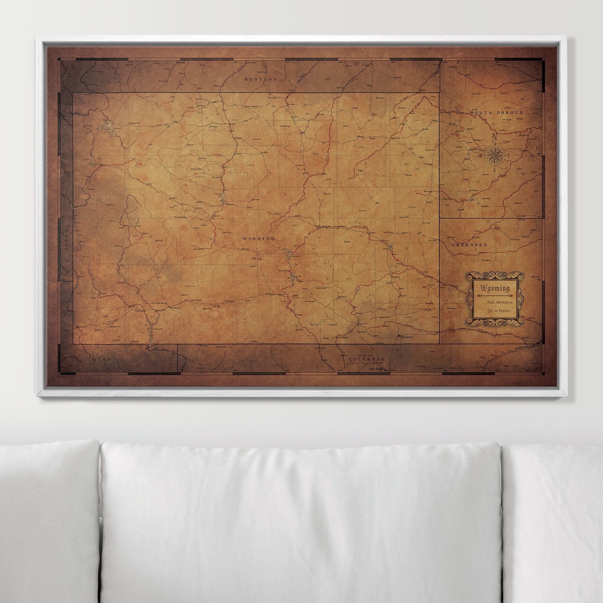 Push Pin Wyoming Map (Pin Board) - Golden Aged CM Pin Board