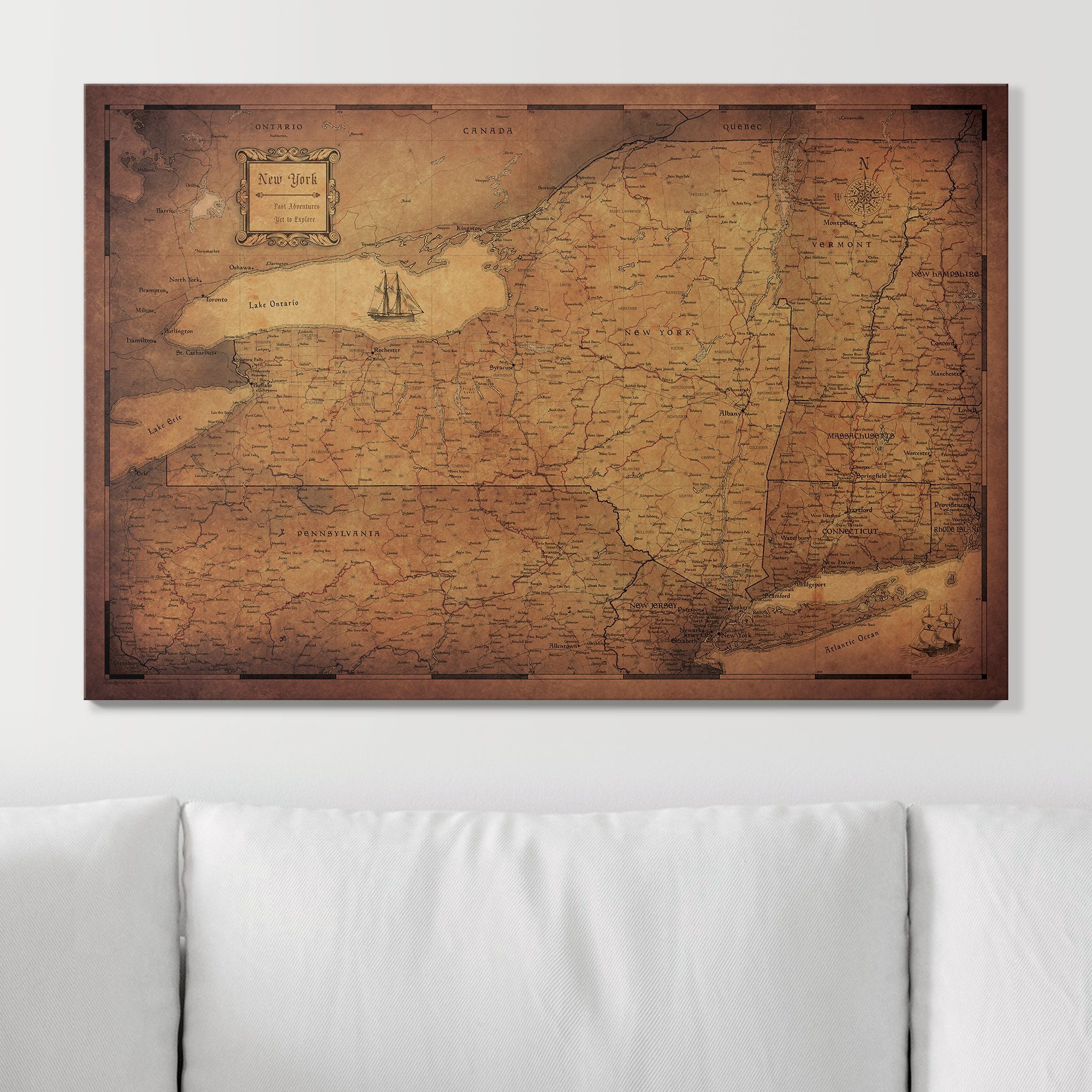 Push Pin New York Map (Pin Board) - Golden Aged CM Pin Board
