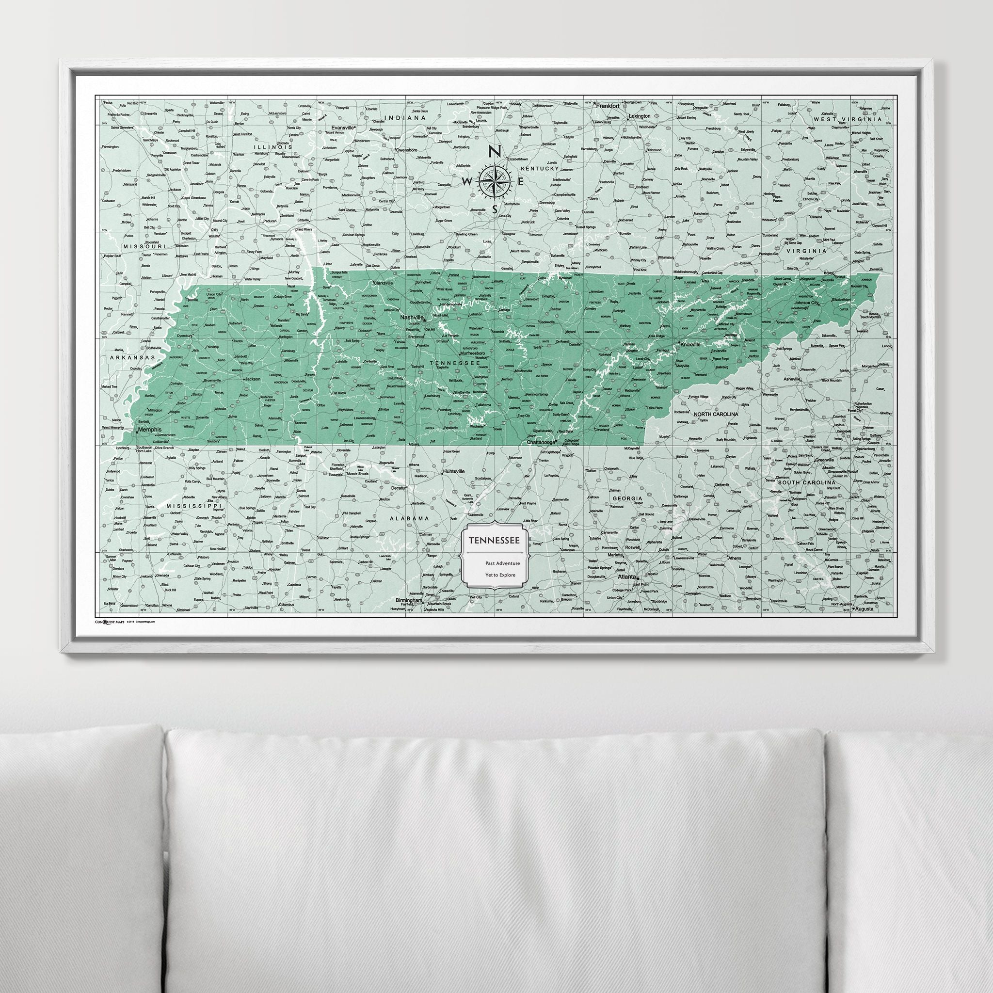 Push Pin Tennessee Map (Pin Board) - Green Color Splash CM Pin Board