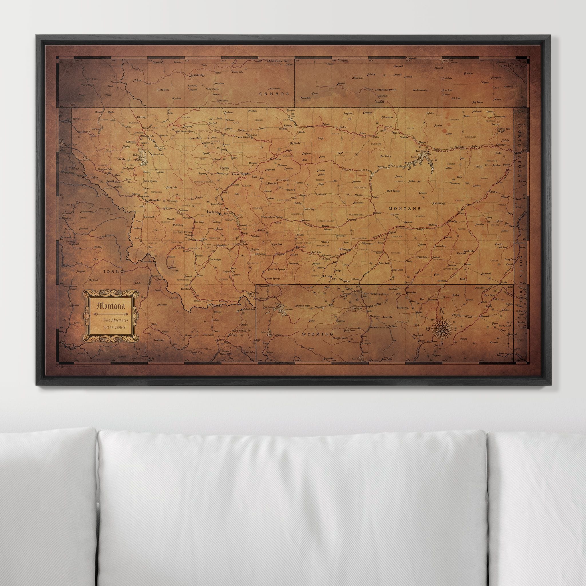 Push Pin Montana Map (Pin Board) - Golden Aged CM Pin Board