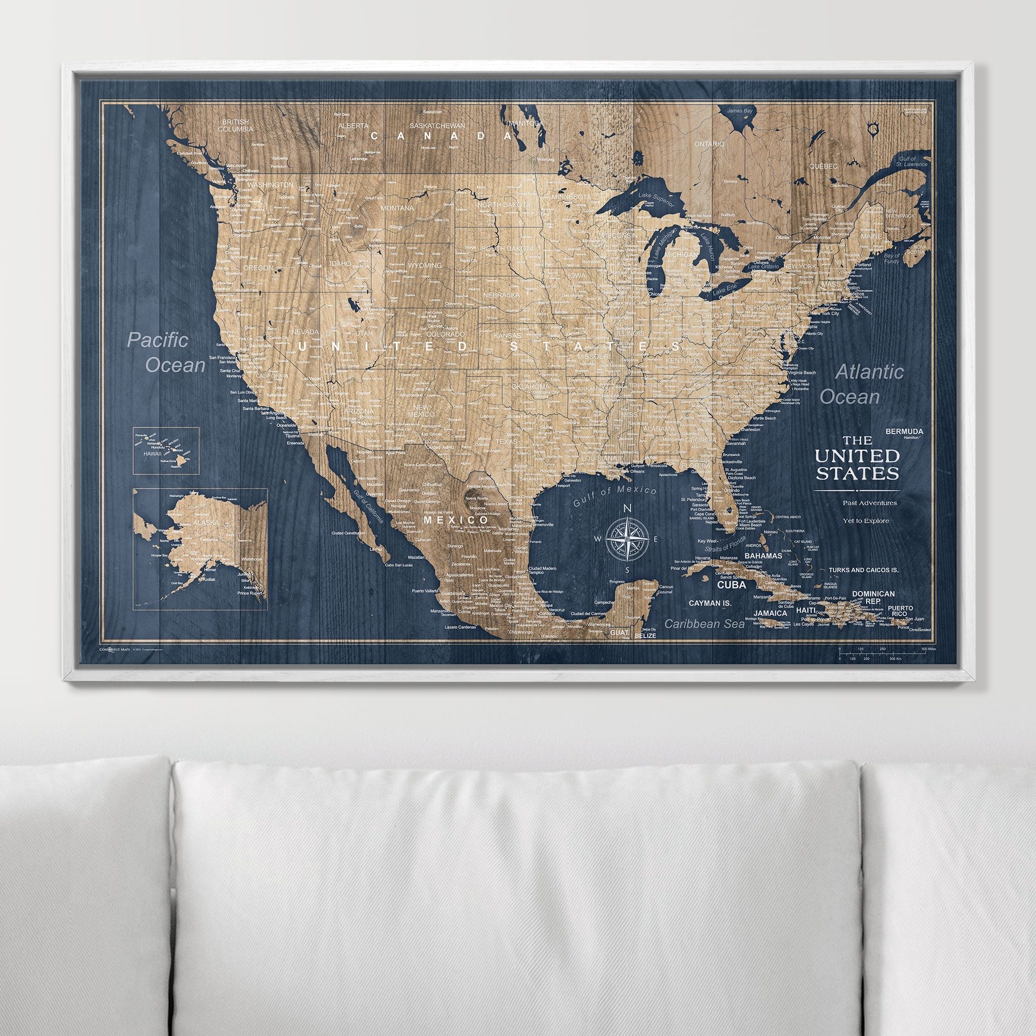 Push Pin USA Map (Pin Board) - Deep-Sea Drift - Overstock Sale! CM Pin Board