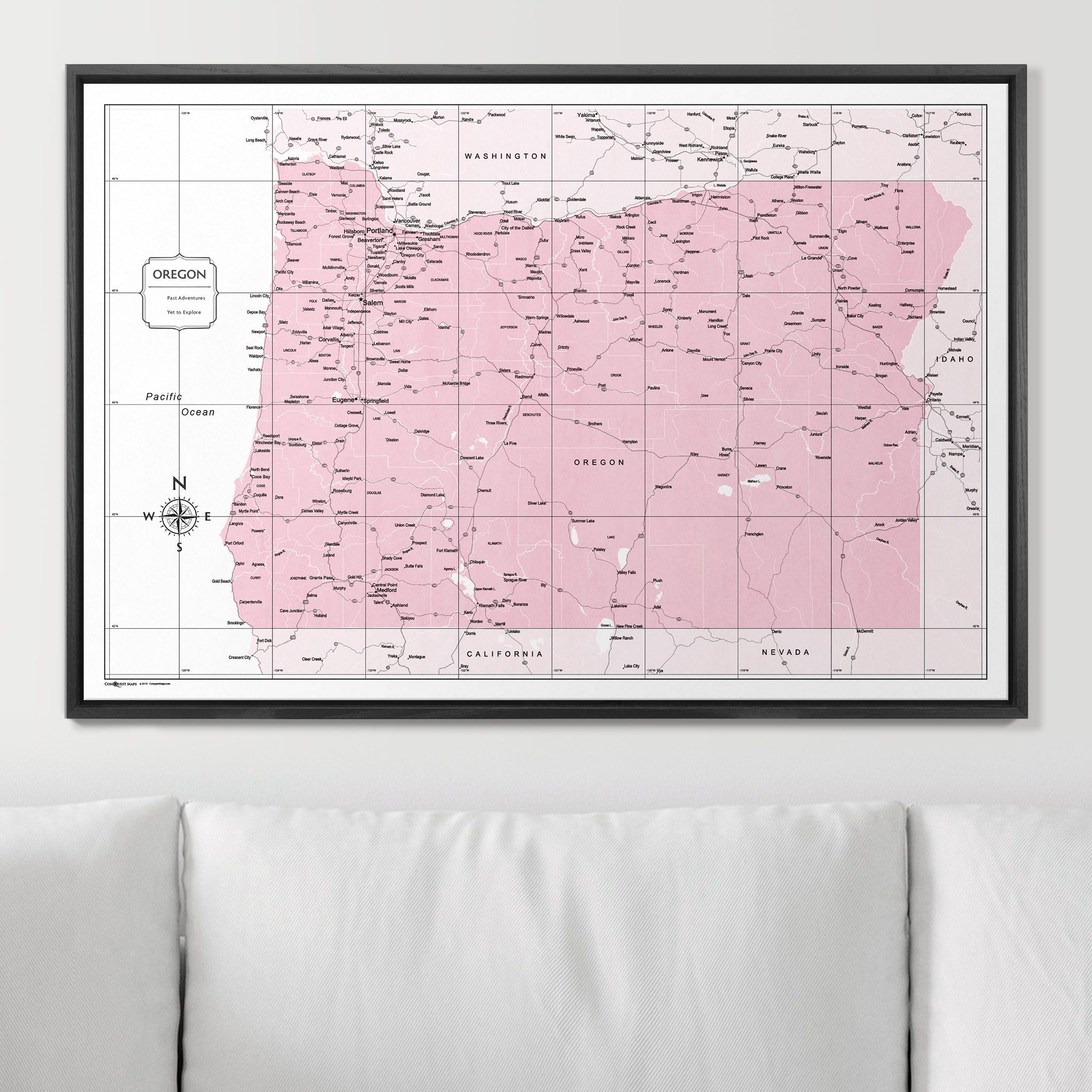 Push Pin Oregon Map (Pin Board) - Pink Color Splash CM Pin Board