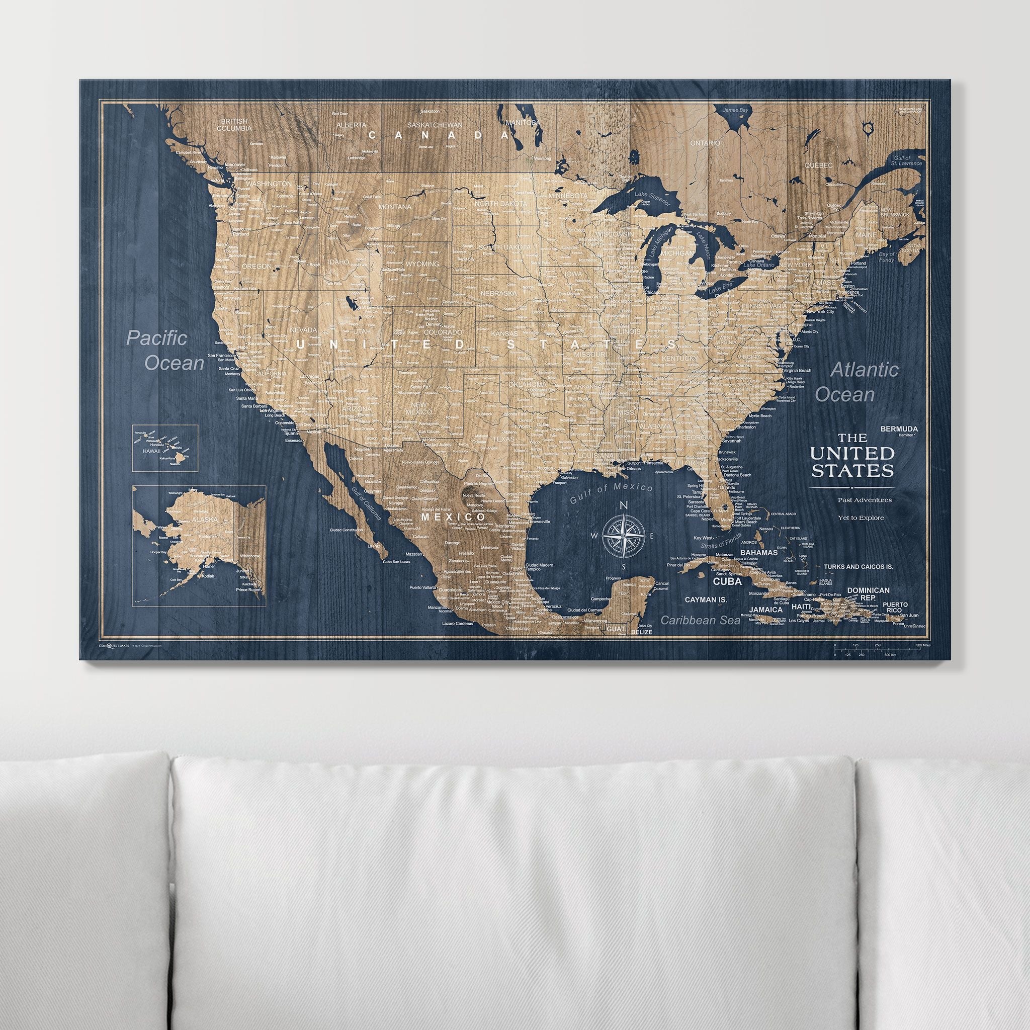 Push Pin USA Map (Pin Board) - Deep-Sea Drift - Overstock Sale! CM Pin Board