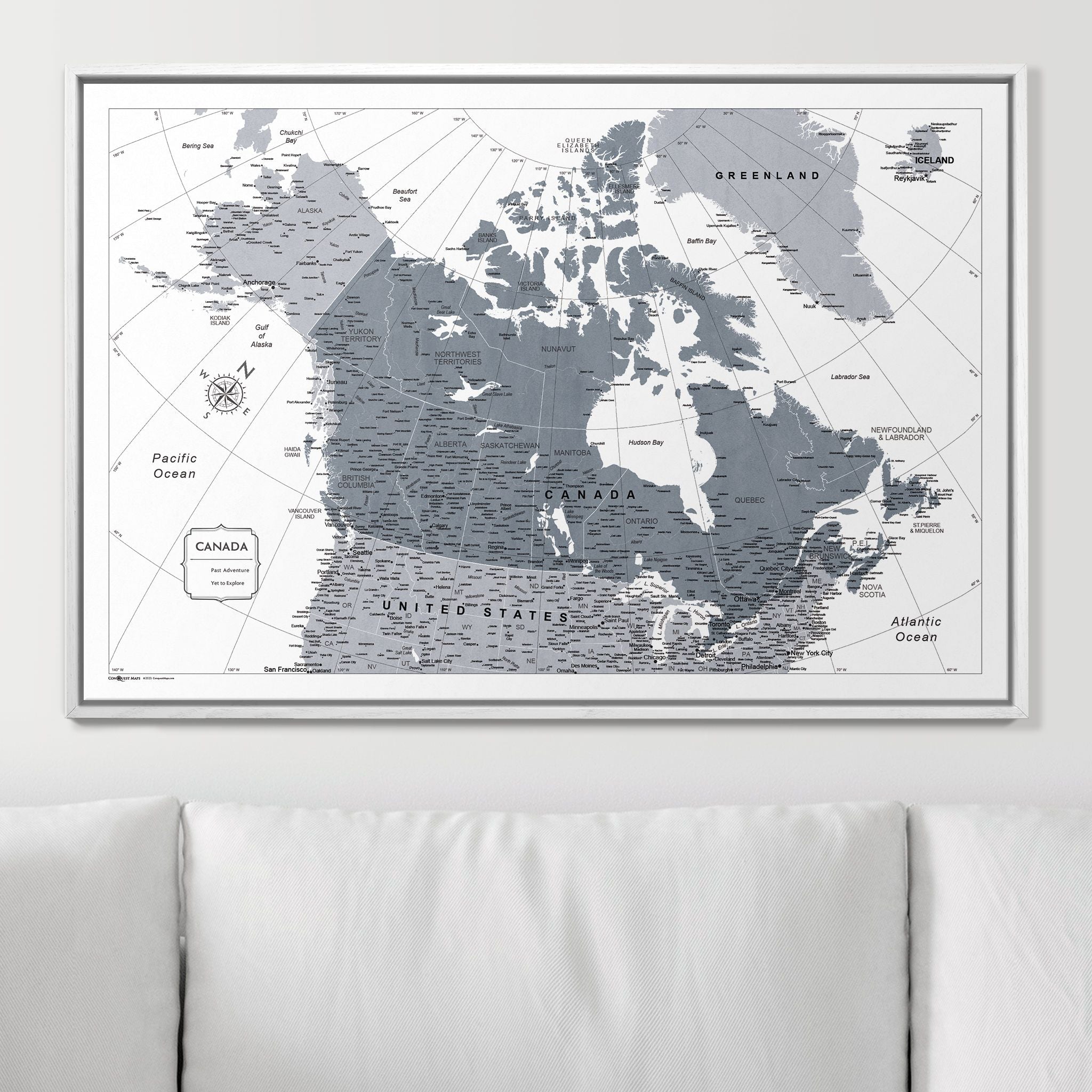 Push Pin Canada Map (Pin Board) - Dark Gray Color Splash CM Pin Board