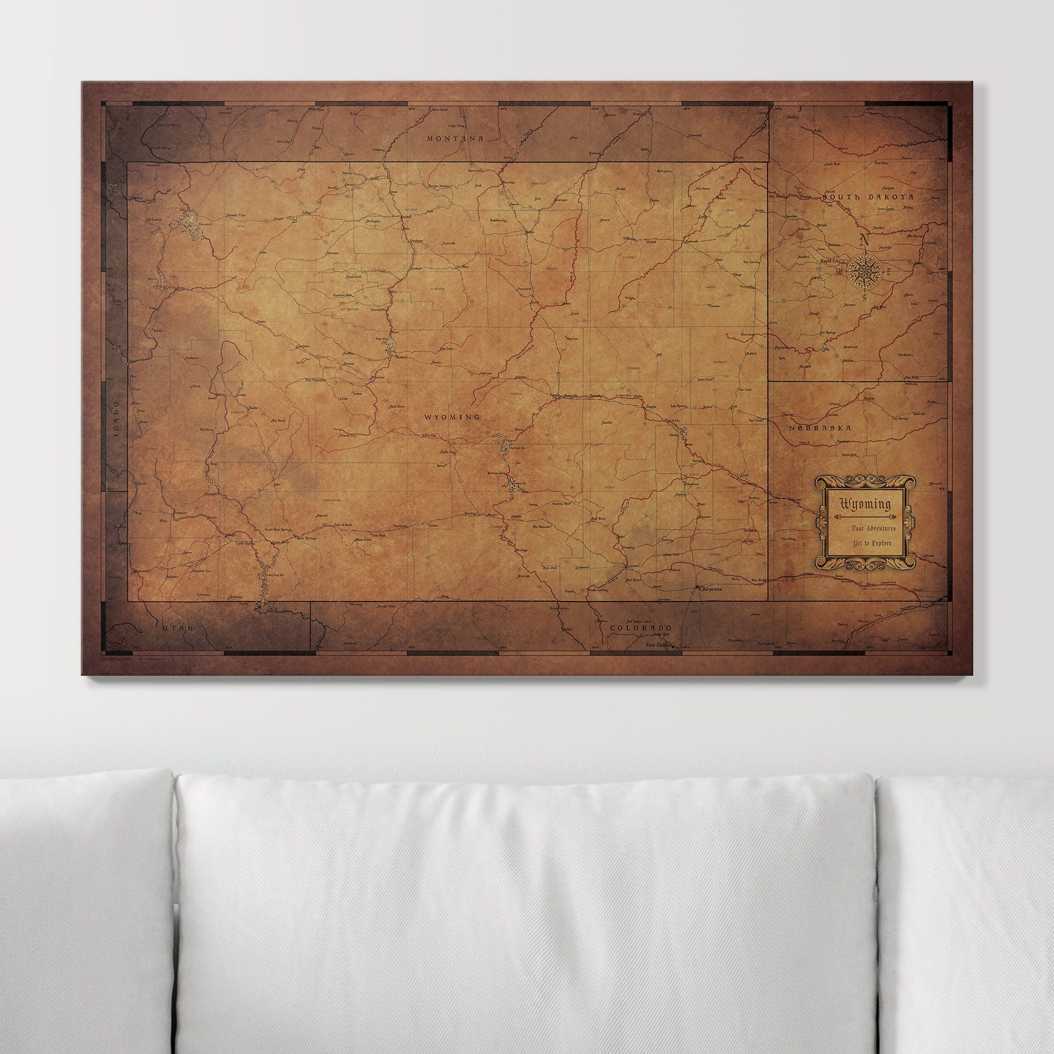 Push Pin Wyoming Map (Pin Board) - Golden Aged CM Pin Board