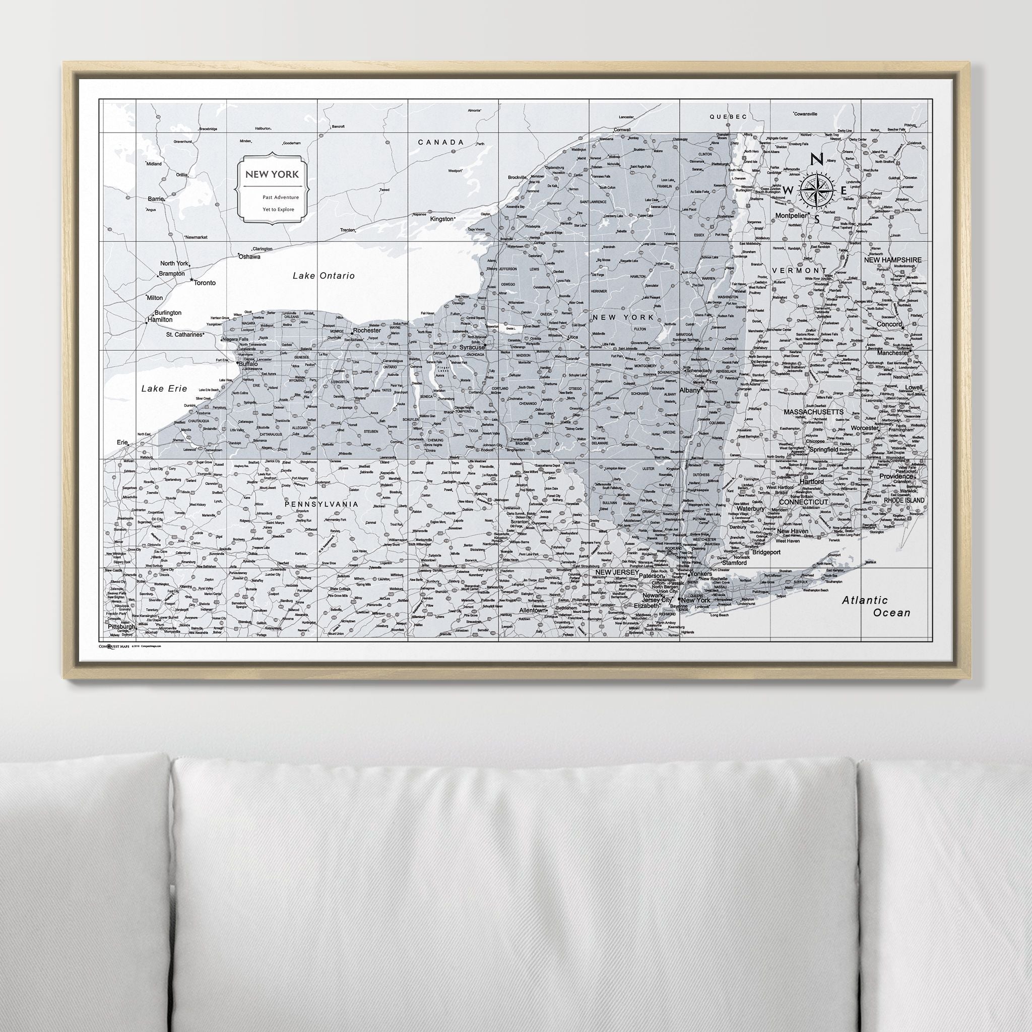 Push Pin New York Map (Pin Board) - Light Gray Color Splash CM Pin Board