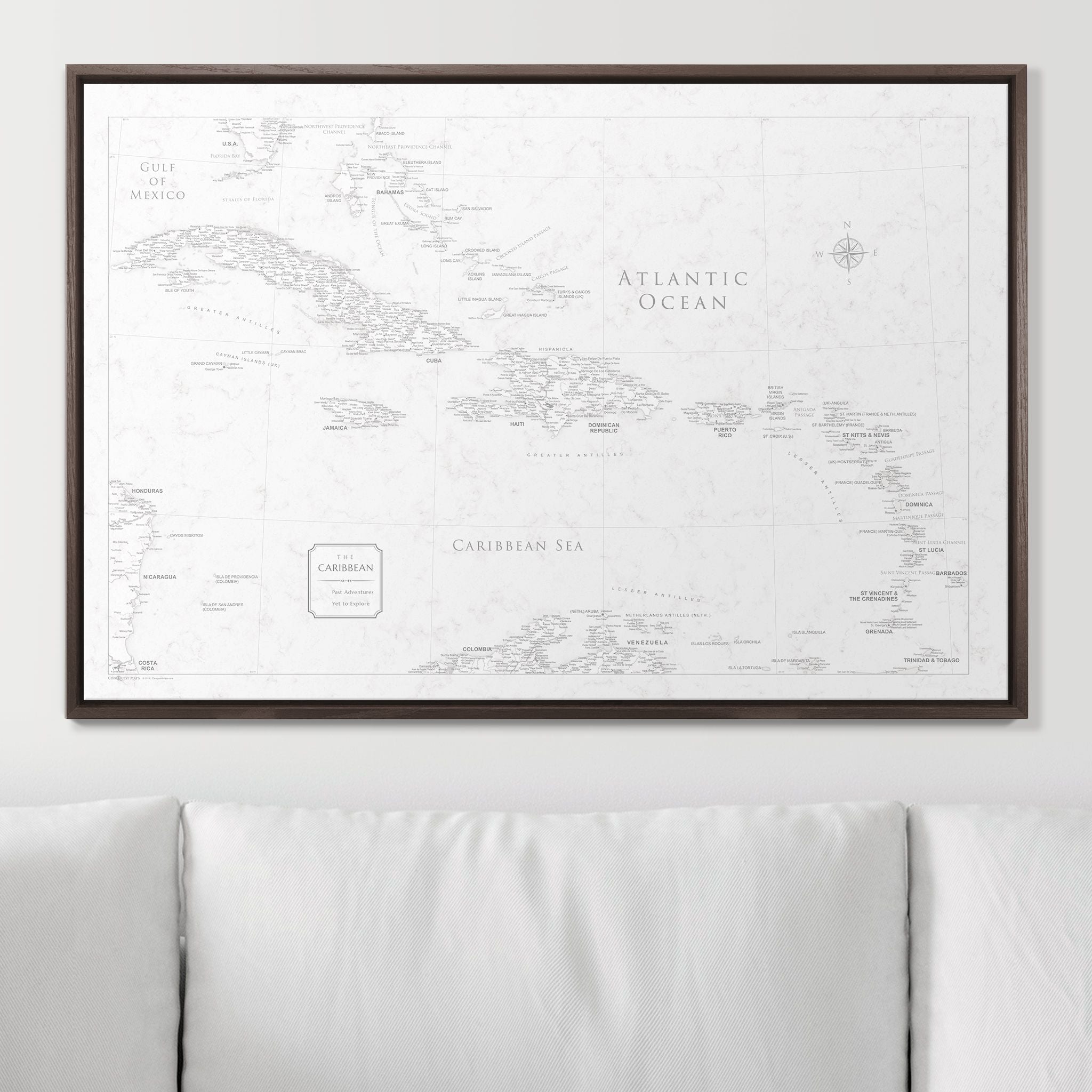 Push Pin Caribbean Map (Pin Board) - Classic Marble CM Pin Board