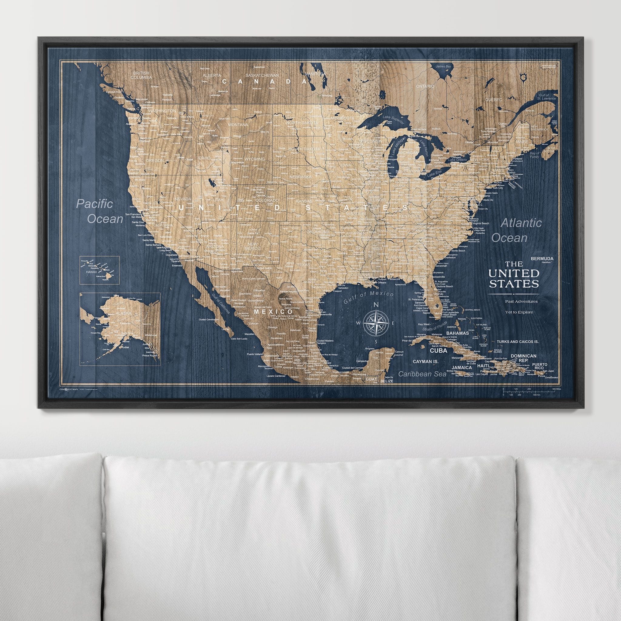 Push Pin USA Map (Pin Board) - Deep-Sea Drift - Overstock Sale! CM Pin Board