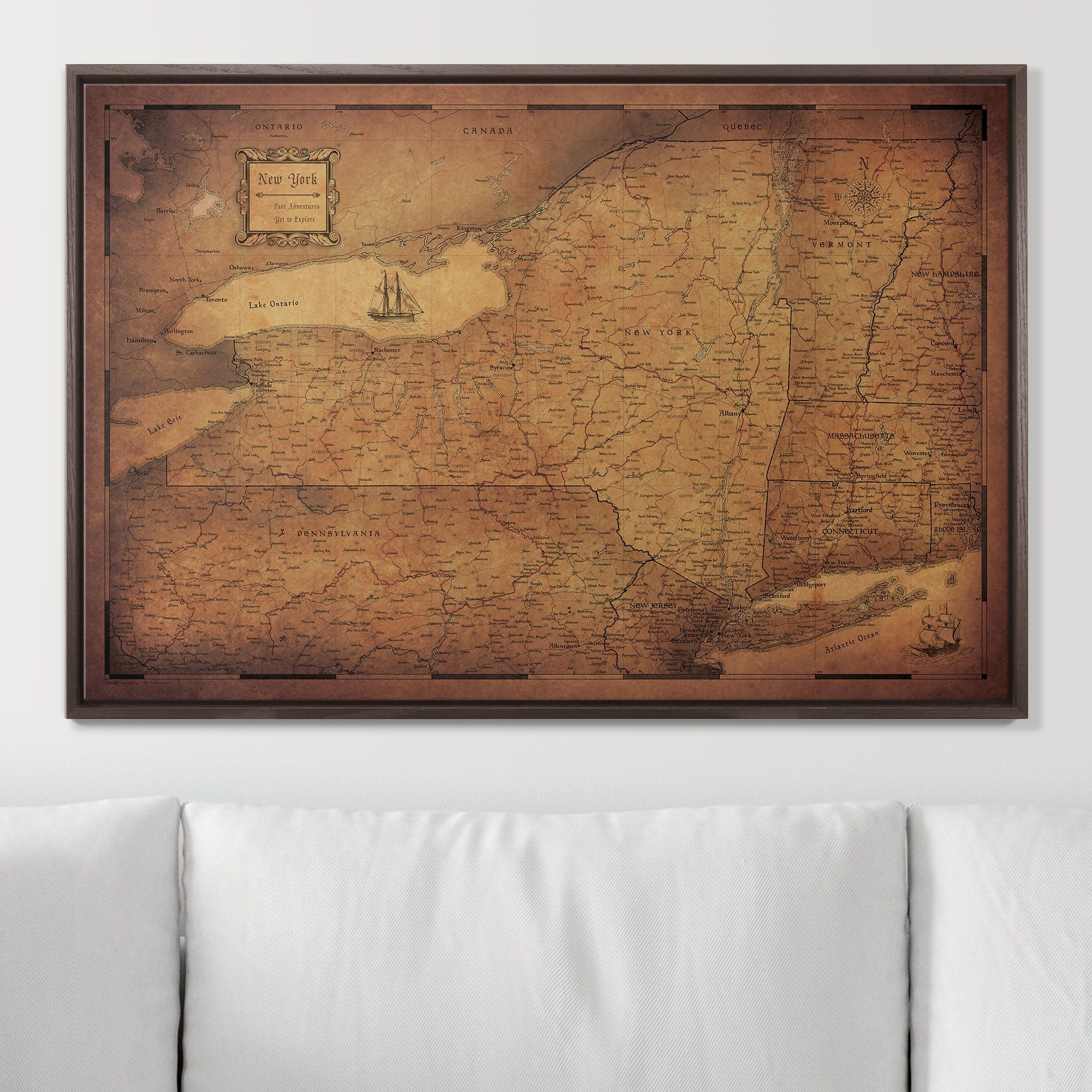 Push Pin New York Map (Pin Board) - Golden Aged CM Pin Board