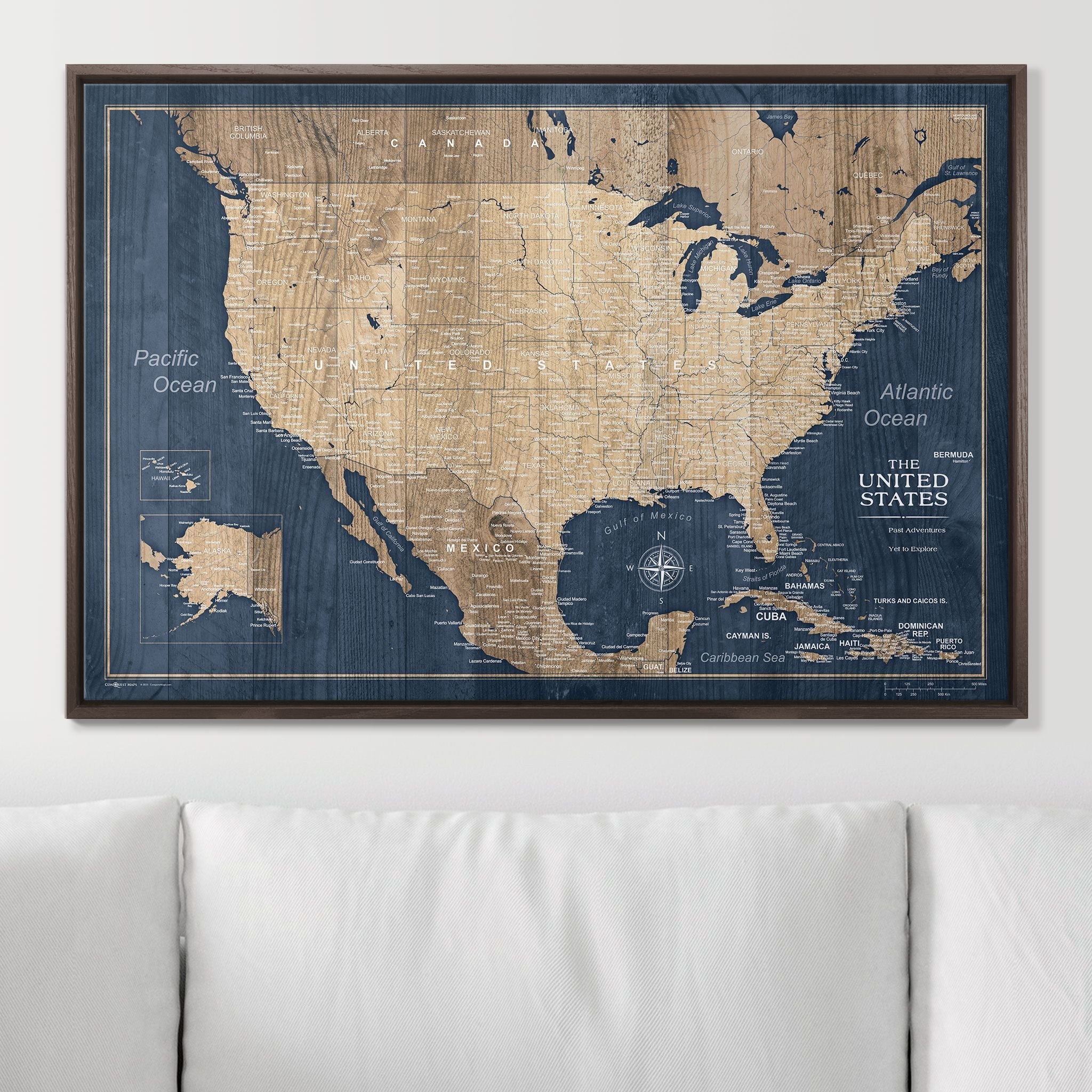 Push Pin USA Map (Pin Board) - Deep-Sea Drift - Overstock Sale! CM Pin Board