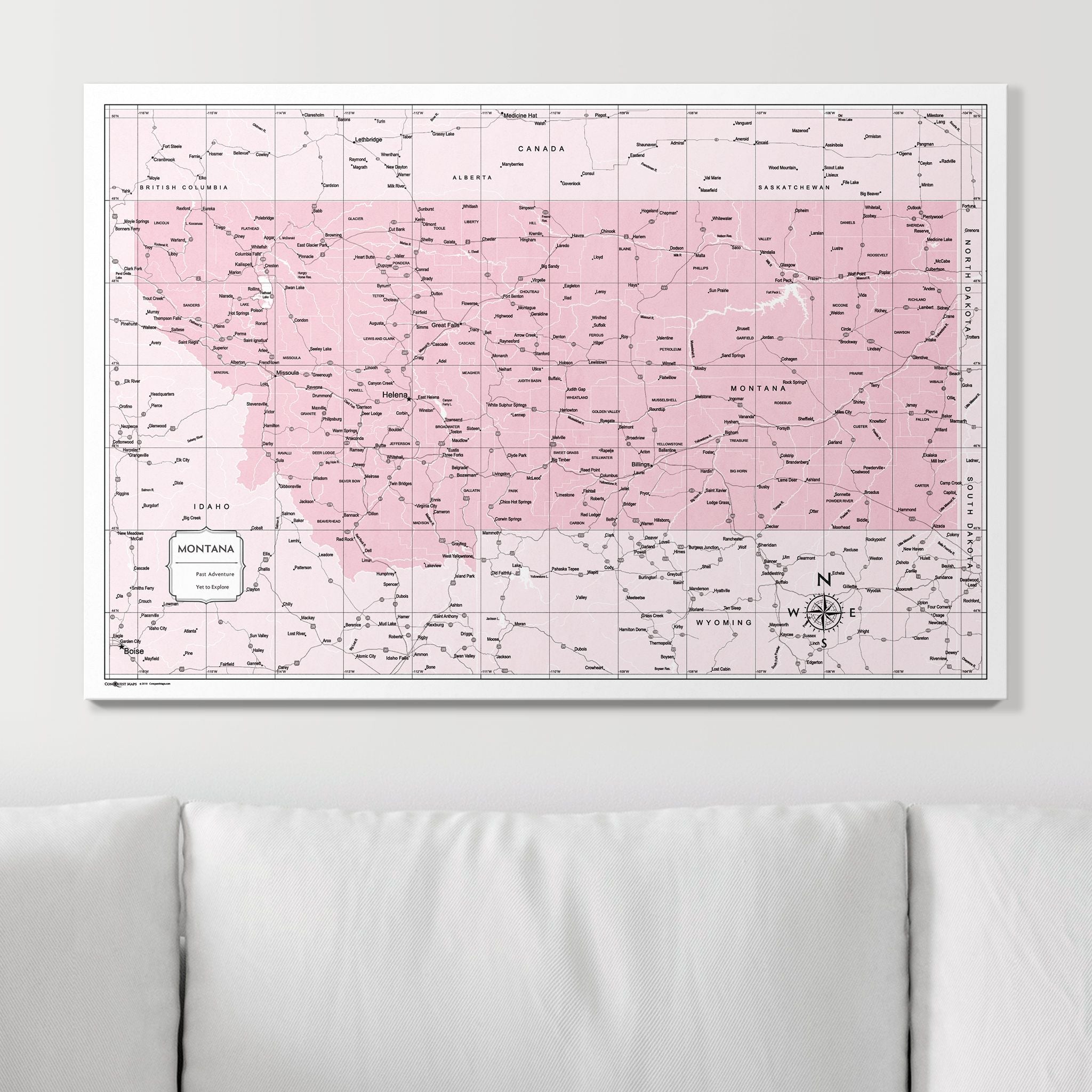 Push Pin Montana Map (Pin Board) - Pink Color Splash CM Pin Board