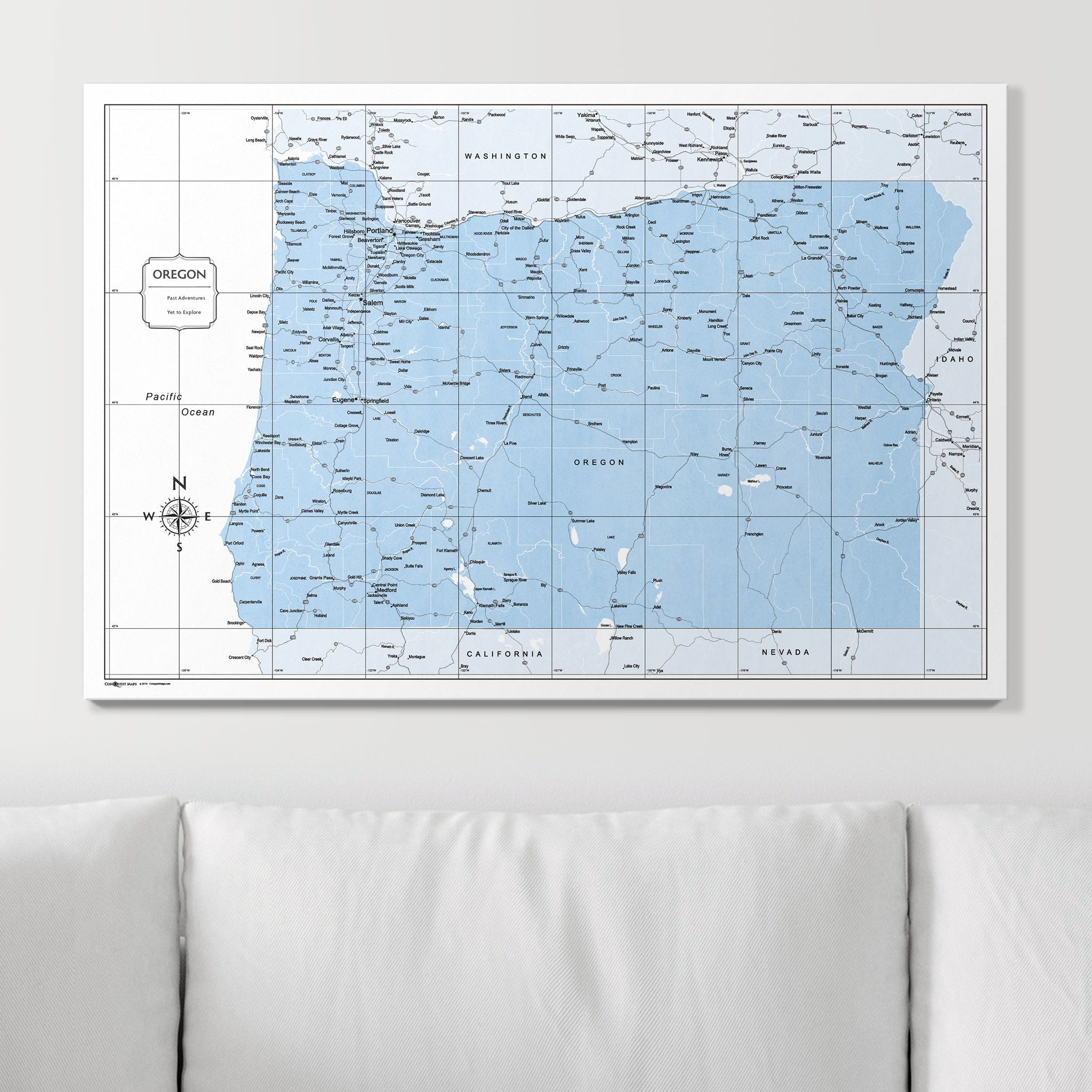 Push Pin Oregon Map (Pin Board) - Light Blue Color Splash CM Pin Board