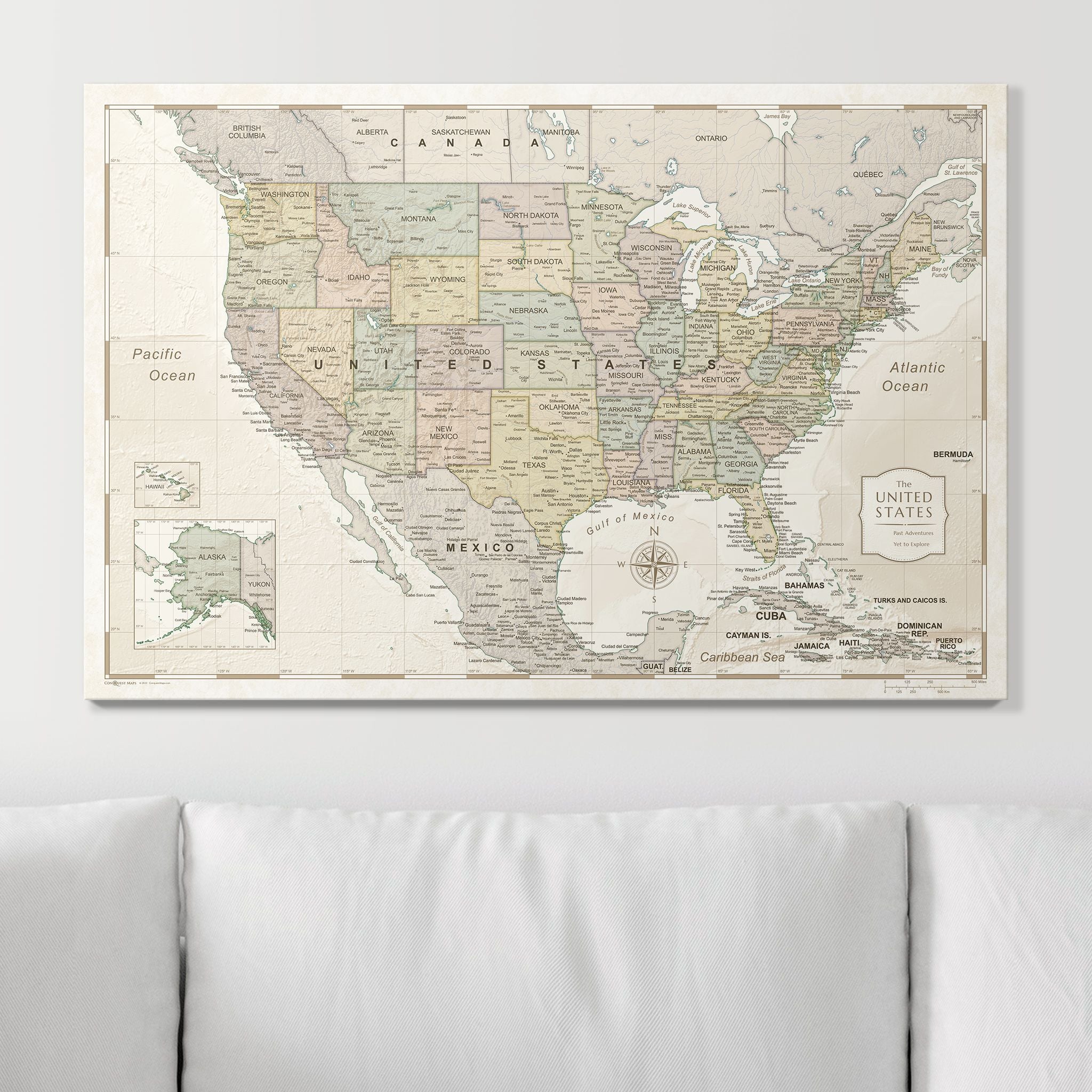 Push Pin USA Map (Pin Board) - Desert Sunrise - Overstock Sale CM Pin Board