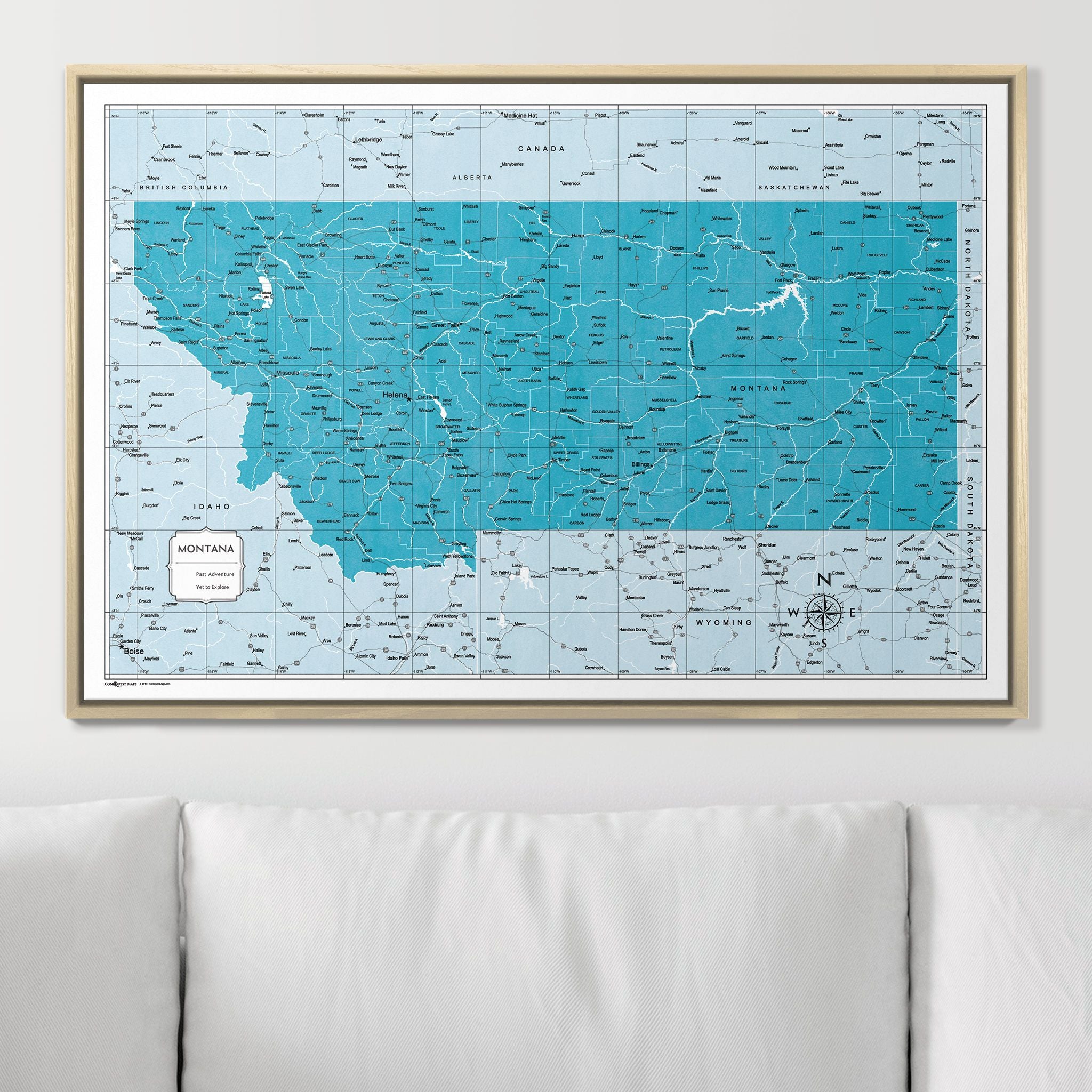 Push Pin Montana Map (Pin Board) - Teal Color Splash CM Pin Board