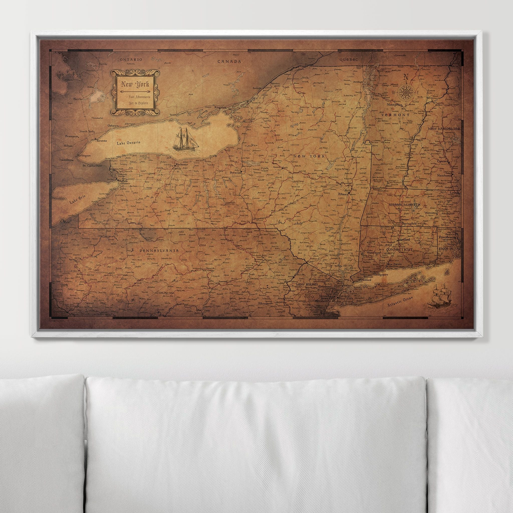 Push Pin New York Map (Pin Board) - Golden Aged CM Pin Board