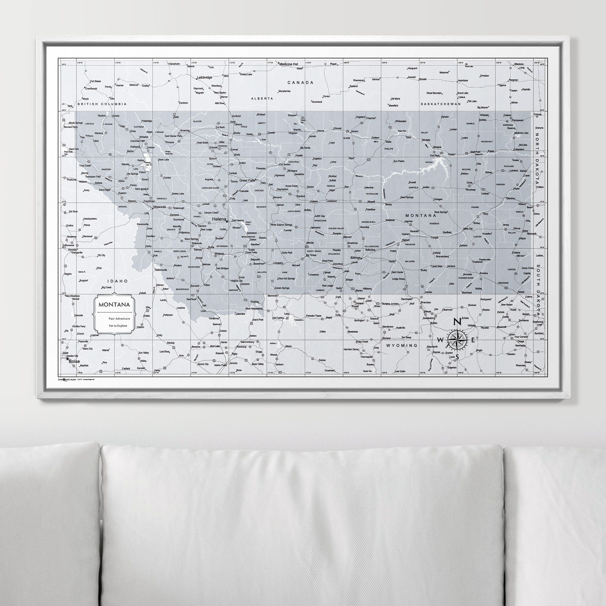 Push Pin Montana Map (Pin Board) - Light Gray Color Splash CM Pin Board