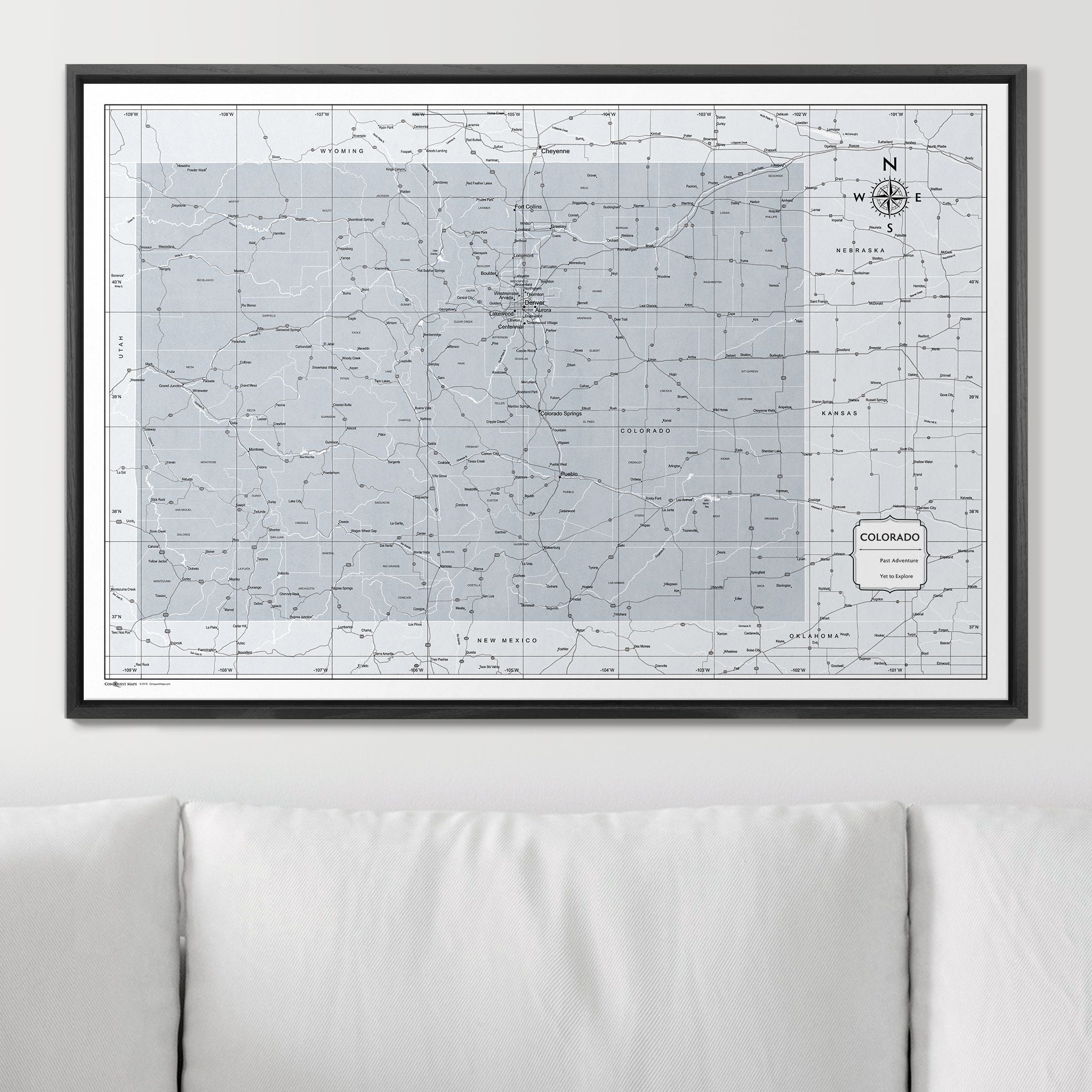 Push Pin Colorado Map (Pin Board) - Light Gray Color Splash CM Pin Board